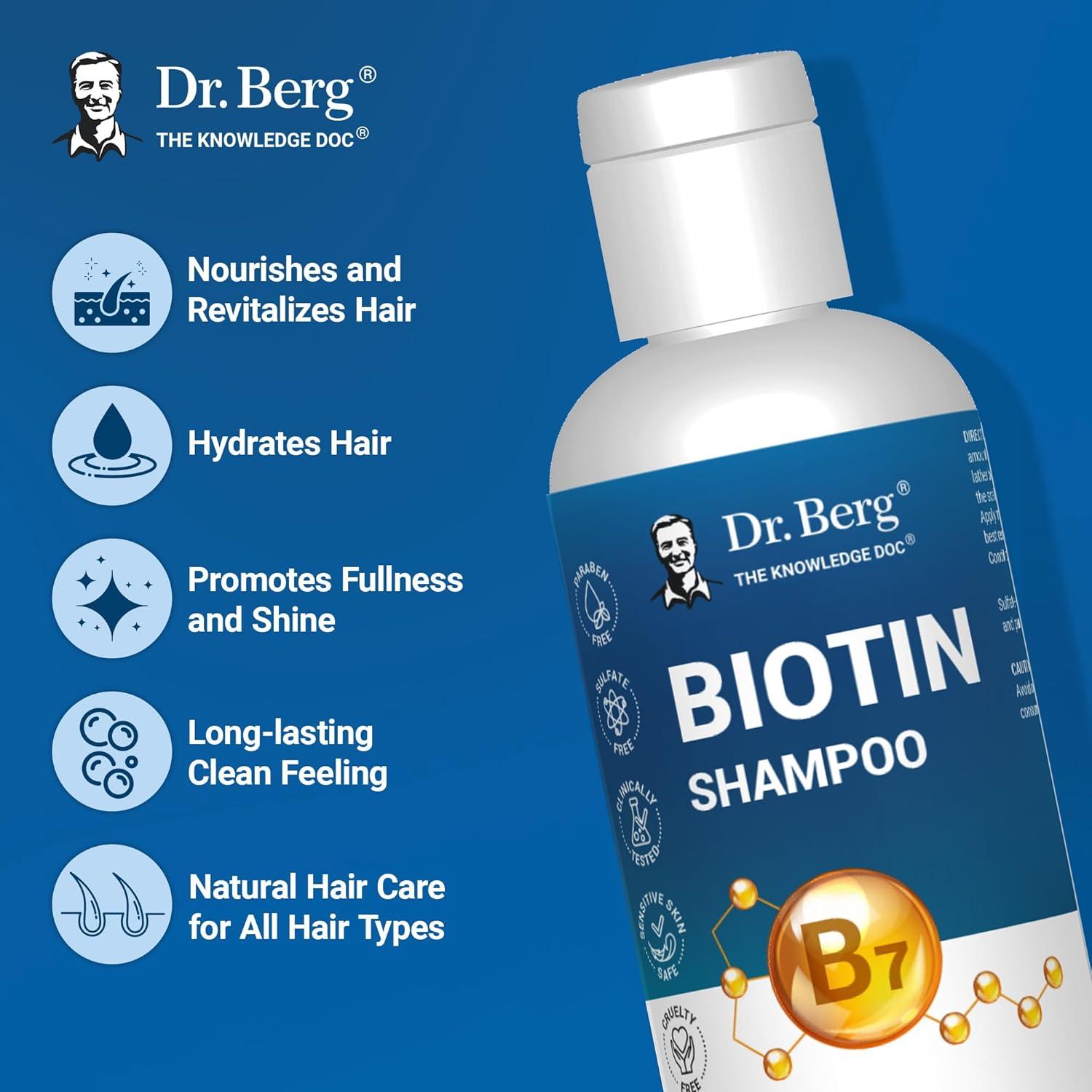Champú de Biotina Dr. Berg 236 ml - Fórmula Mejorada para Cabello