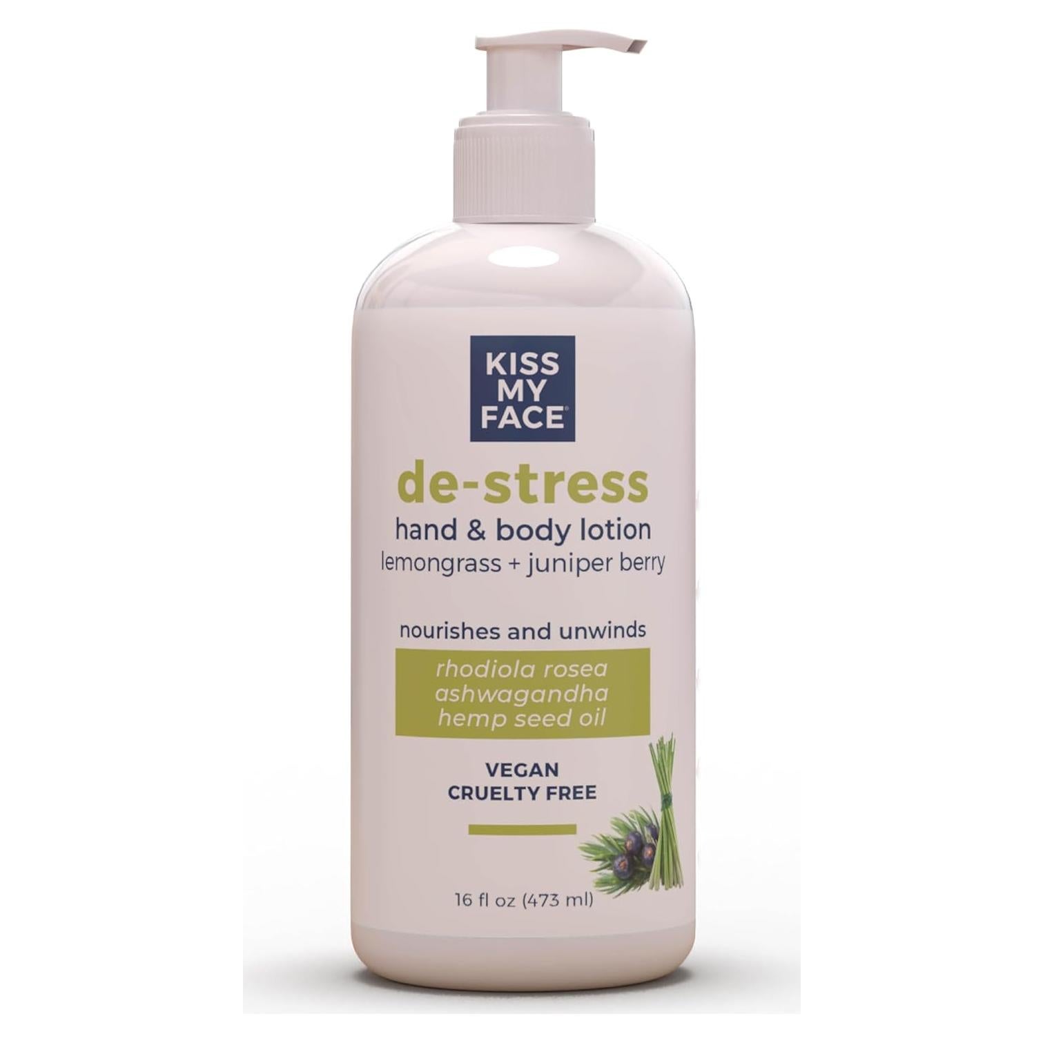 Loción para Manos y Cuerpo Kiss My Face 473 ml - Hierba Limón y Baya de Enebro