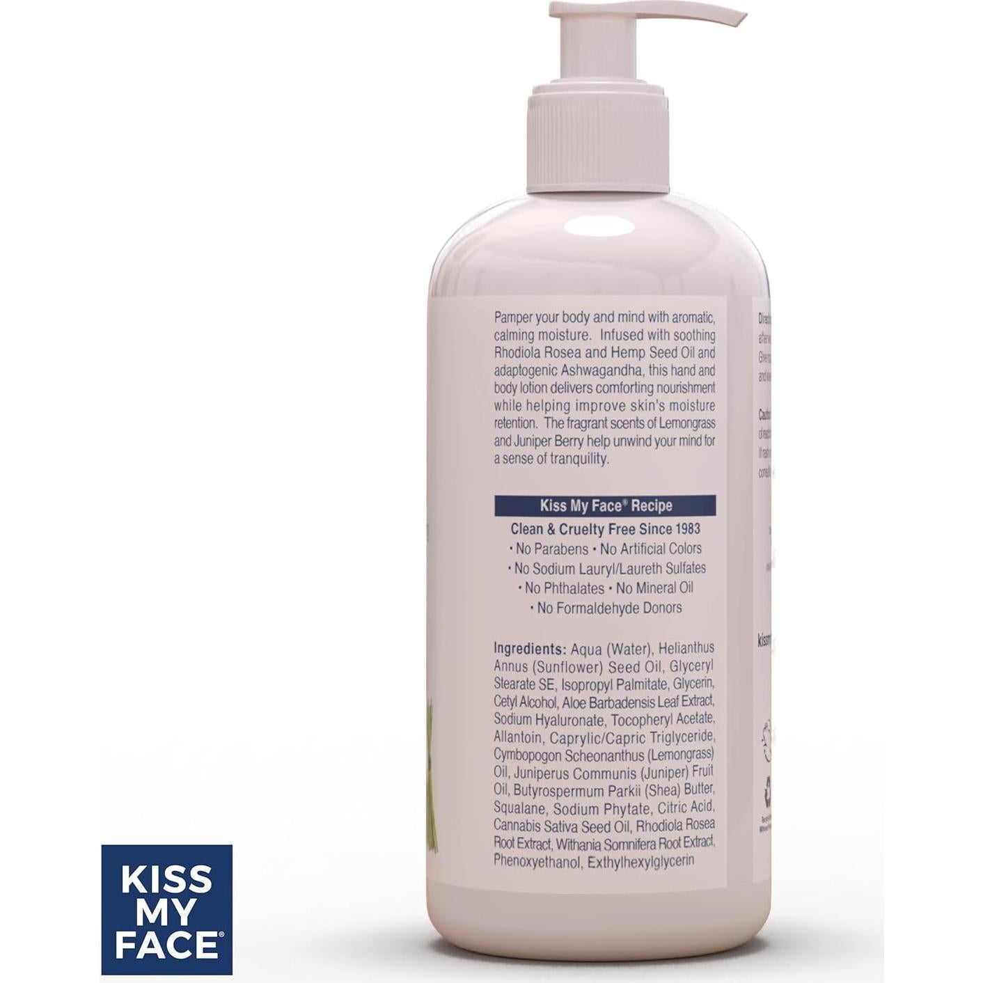 Loción para Manos y Cuerpo Kiss My Face 473 ml - Hierba Limón y Baya de Enebro