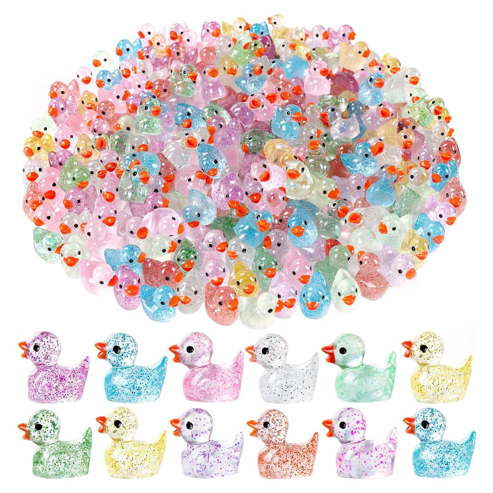 100 Mini Patos Brillantes DULEFUN para Decoración de Jardines