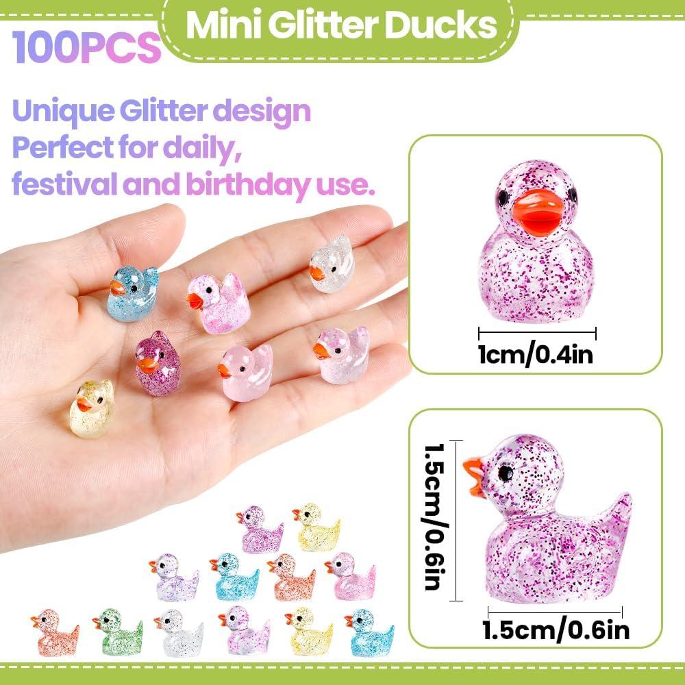 100 Mini Patos Brillantes DULEFUN para Decoración de Jardines