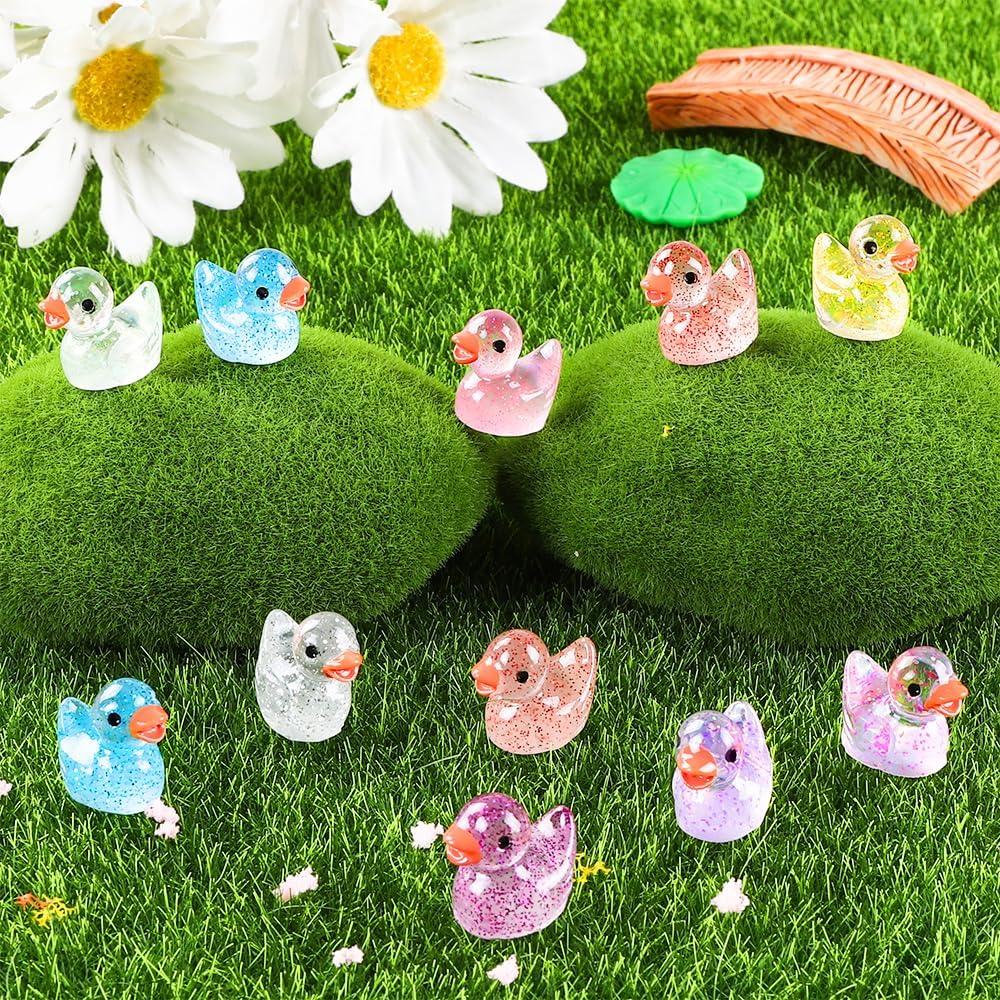 100 Mini Patos Brillantes DULEFUN para Decoración de Jardines