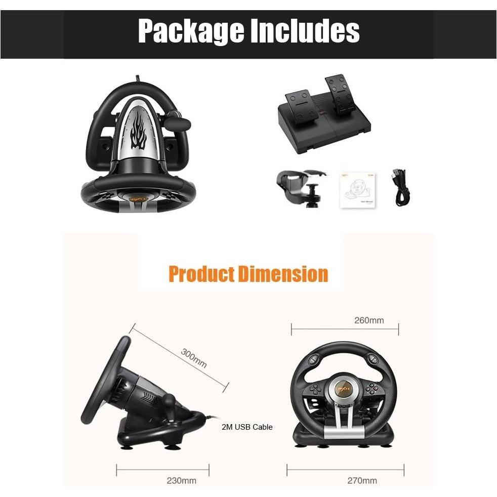 Volante de Carreras PXN V3II con Pedales para PC y Consolas