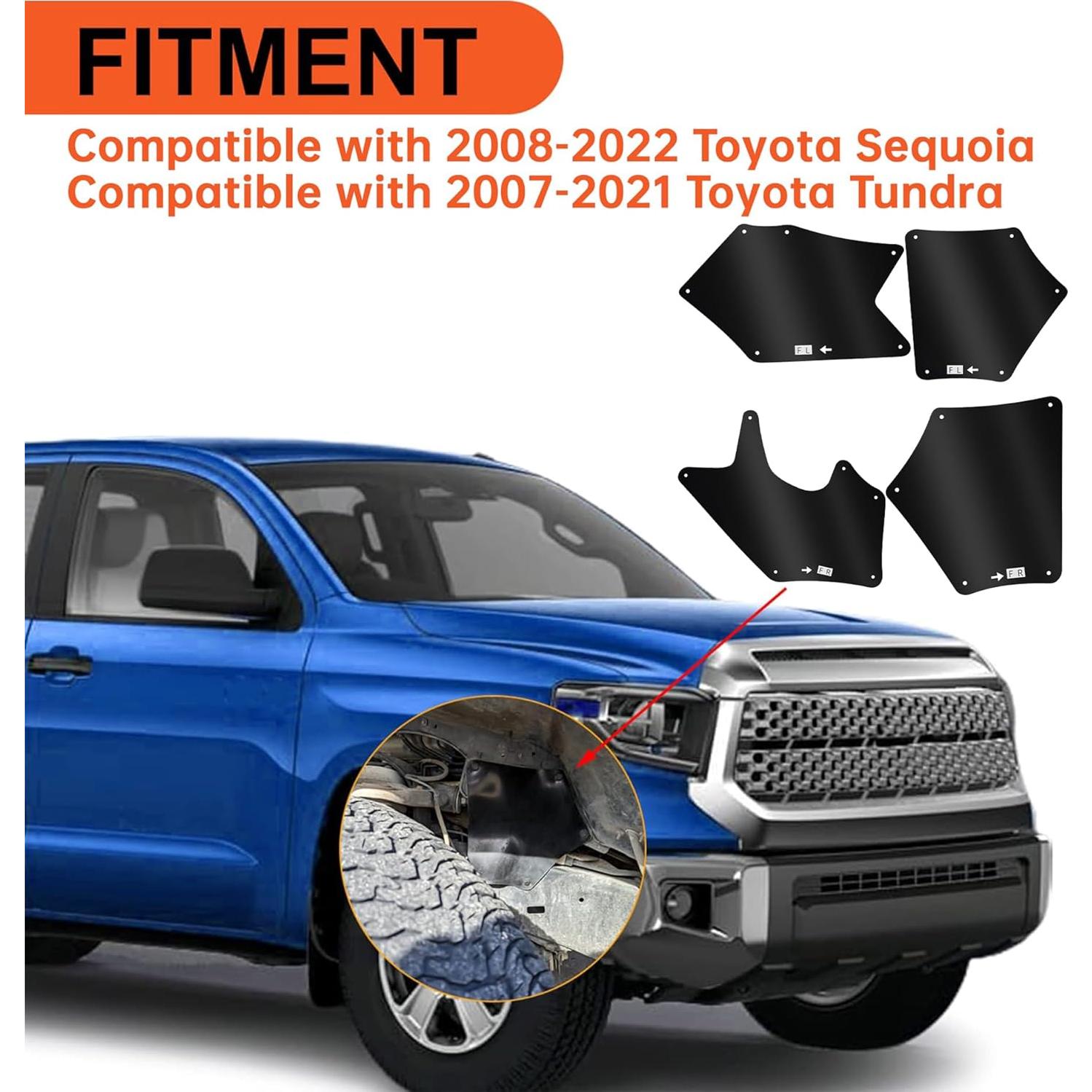 Guardabarros ECOTRIC para Toyota Tundra y Sequoia 4Pcs