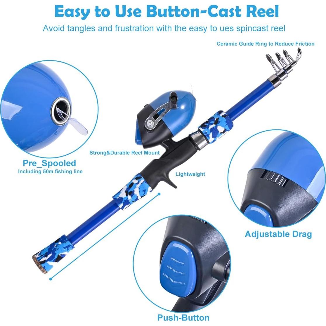 Juego de cañas de pescar LEOFISHING 2Pack para niños 165cm