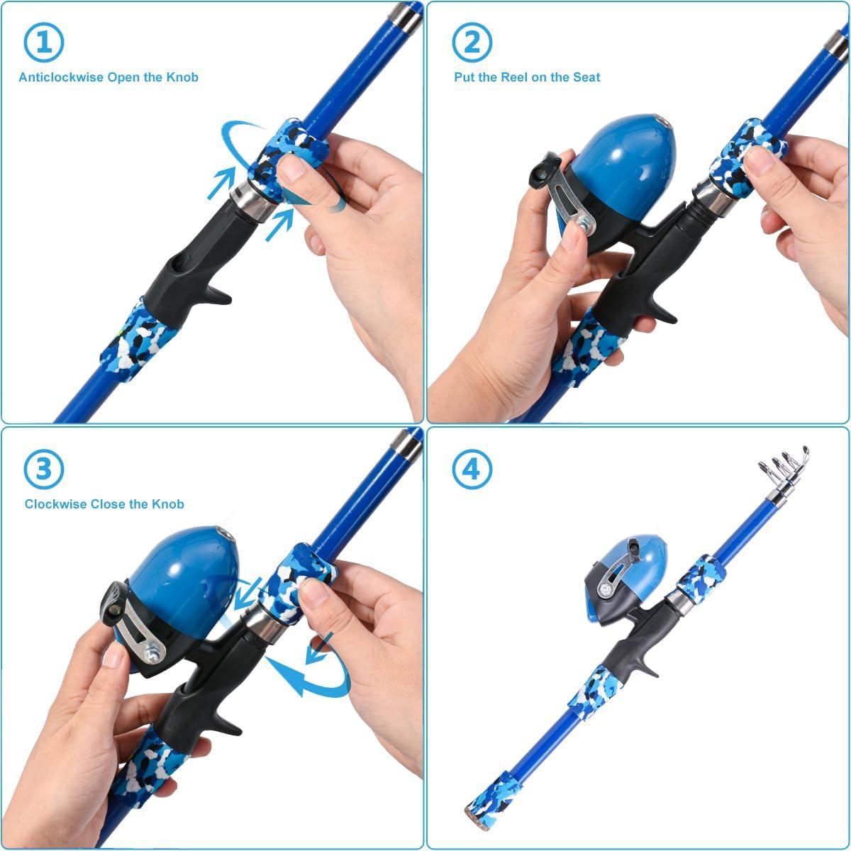 Juego de cañas de pescar LEOFISHING 2Pack para niños 165cm