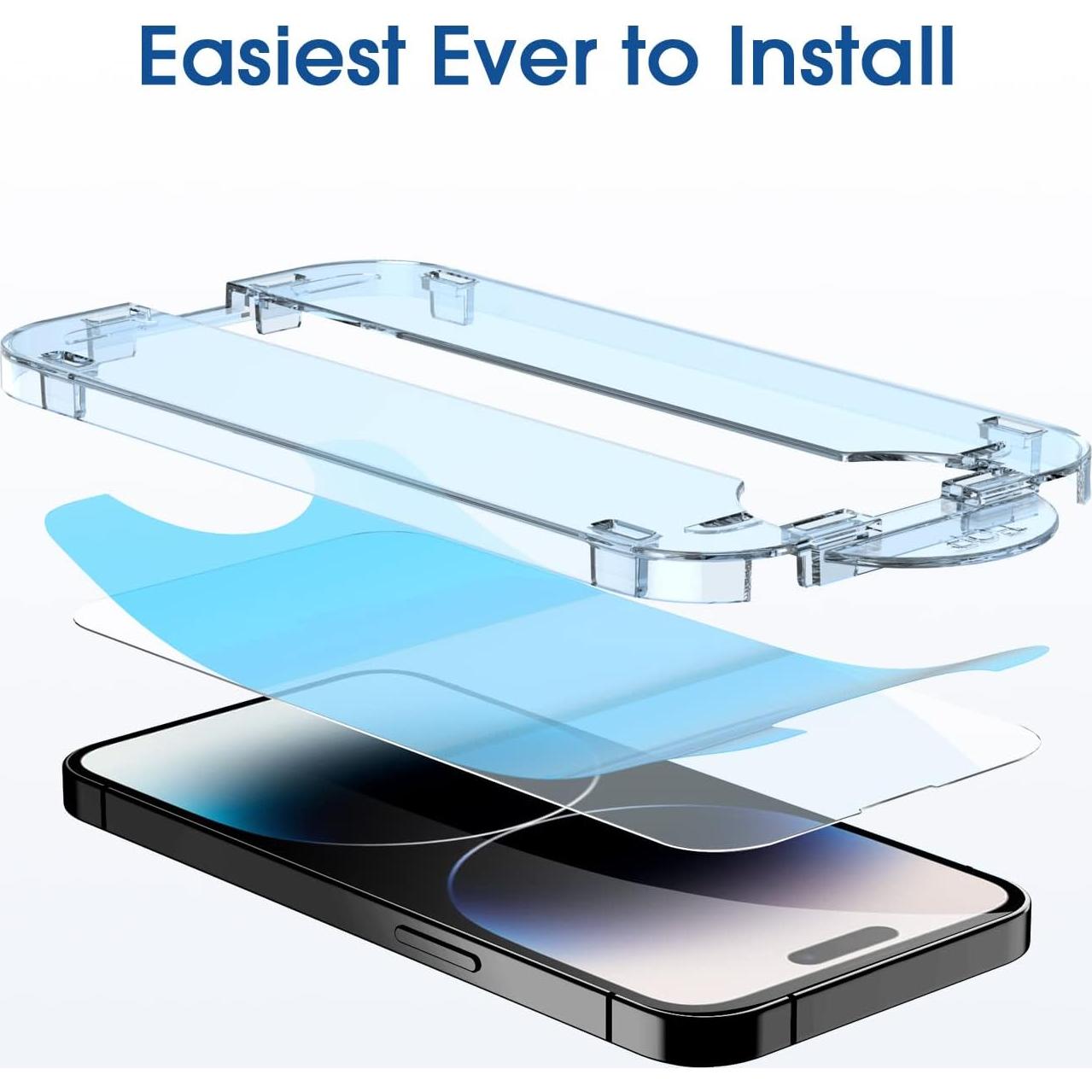 amFilm 2 Pack Tempered Glass Screen Protector + Camera Lens Protector for iPhone 14 Pro Max 6.7 Inch. Easy OneTouch Installation, Auto-Alignment, Bubble Free, Case Friendly, Anti-Scratch