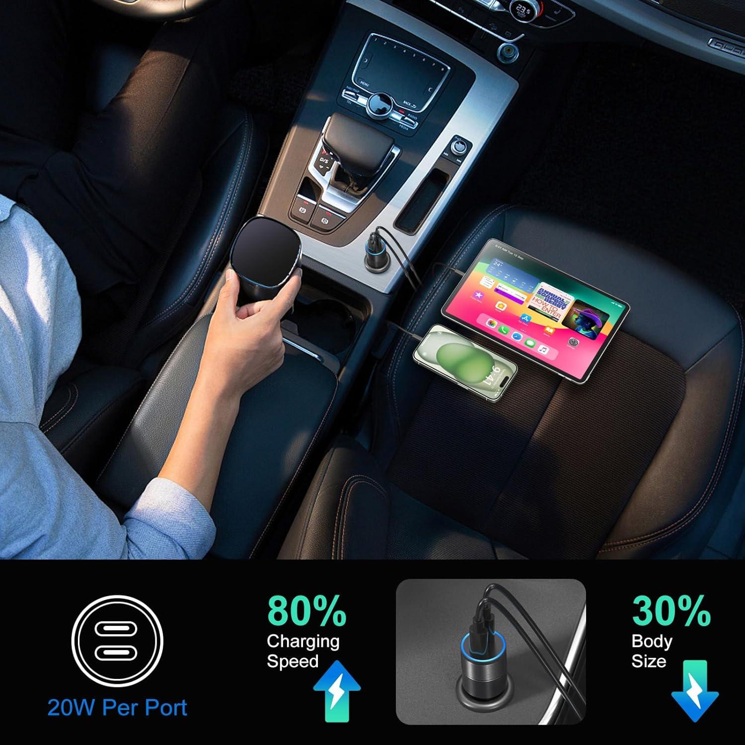 Paquete de 5 Cargadores de Coche USB C Bangfun 40W Doble Puerto