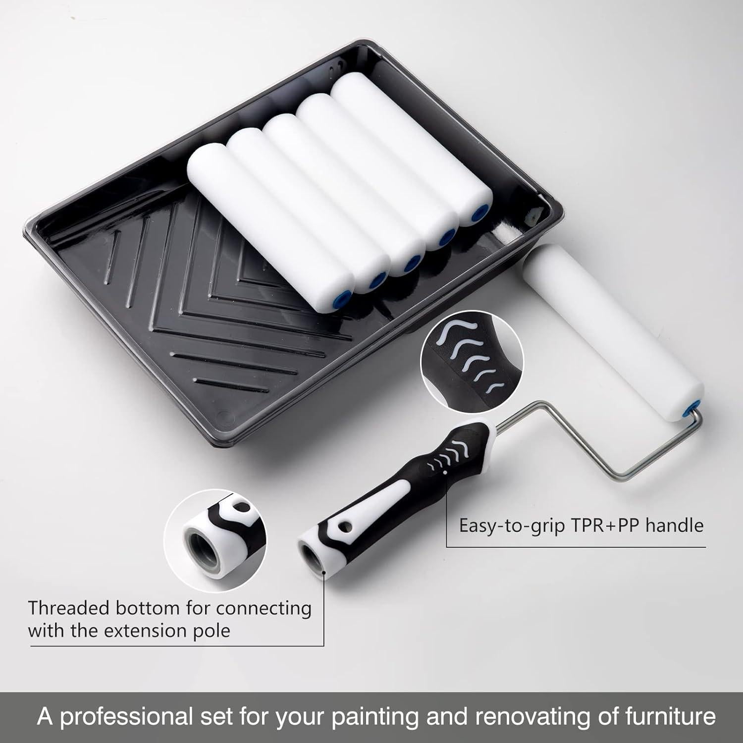 Kit de Rodillo de Pintura Mister Rui 6 Pulgadas Espuma Alta Densidad