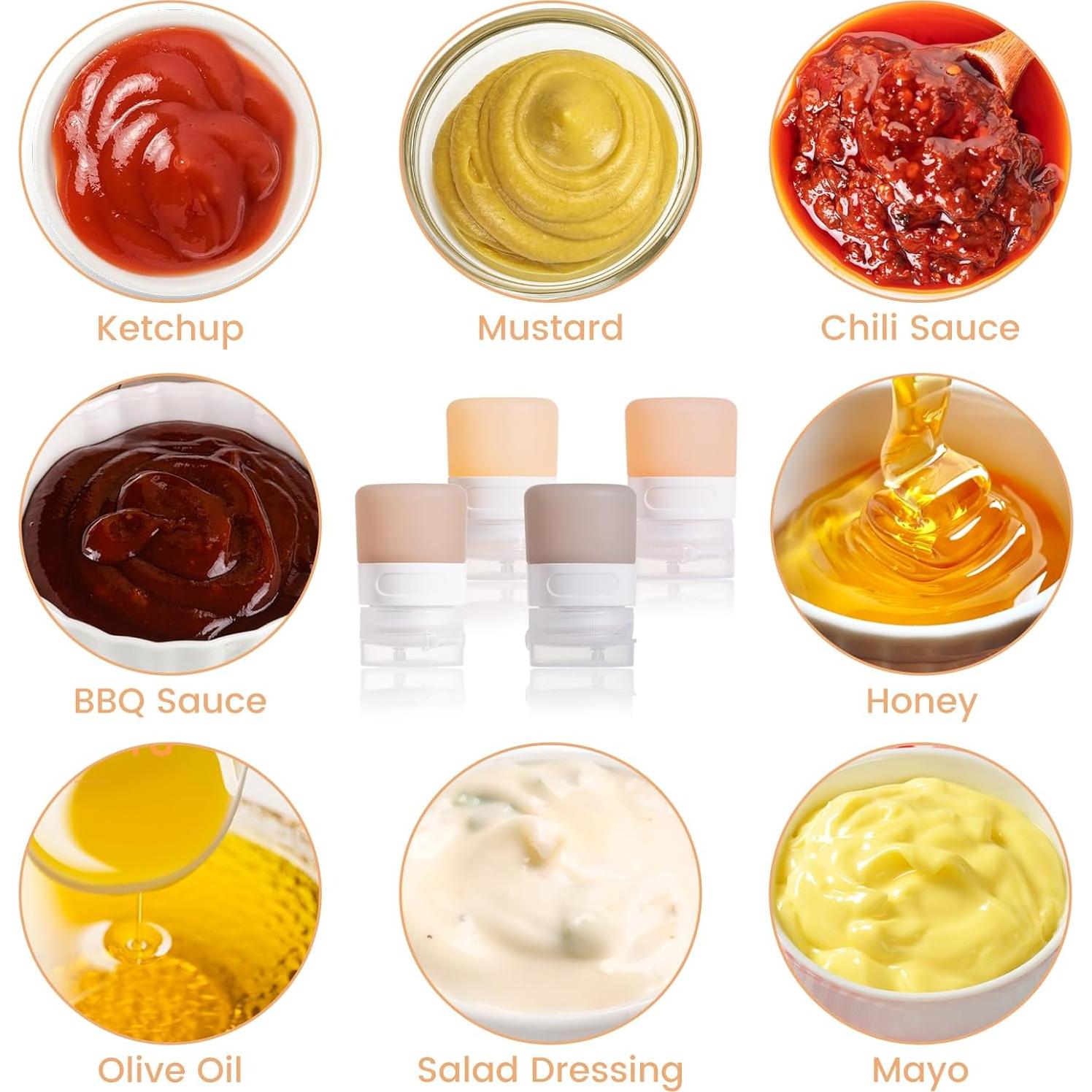 Botellas de Squeeze MICEBAY 1 oz Silicona a Prueba de Fugas - Paquete de 4