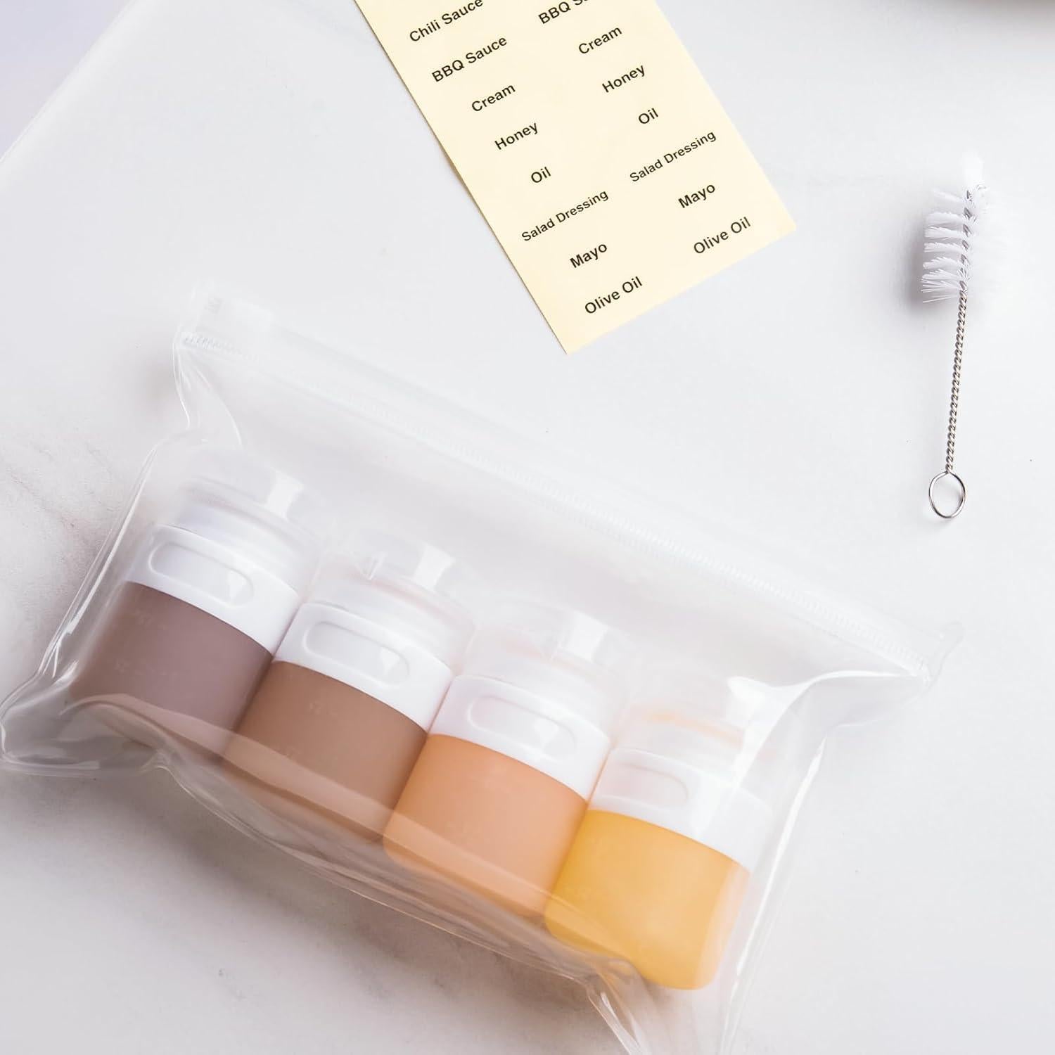 Botellas de Squeeze MICEBAY 1 oz Silicona a Prueba de Fugas - Paquete de 4