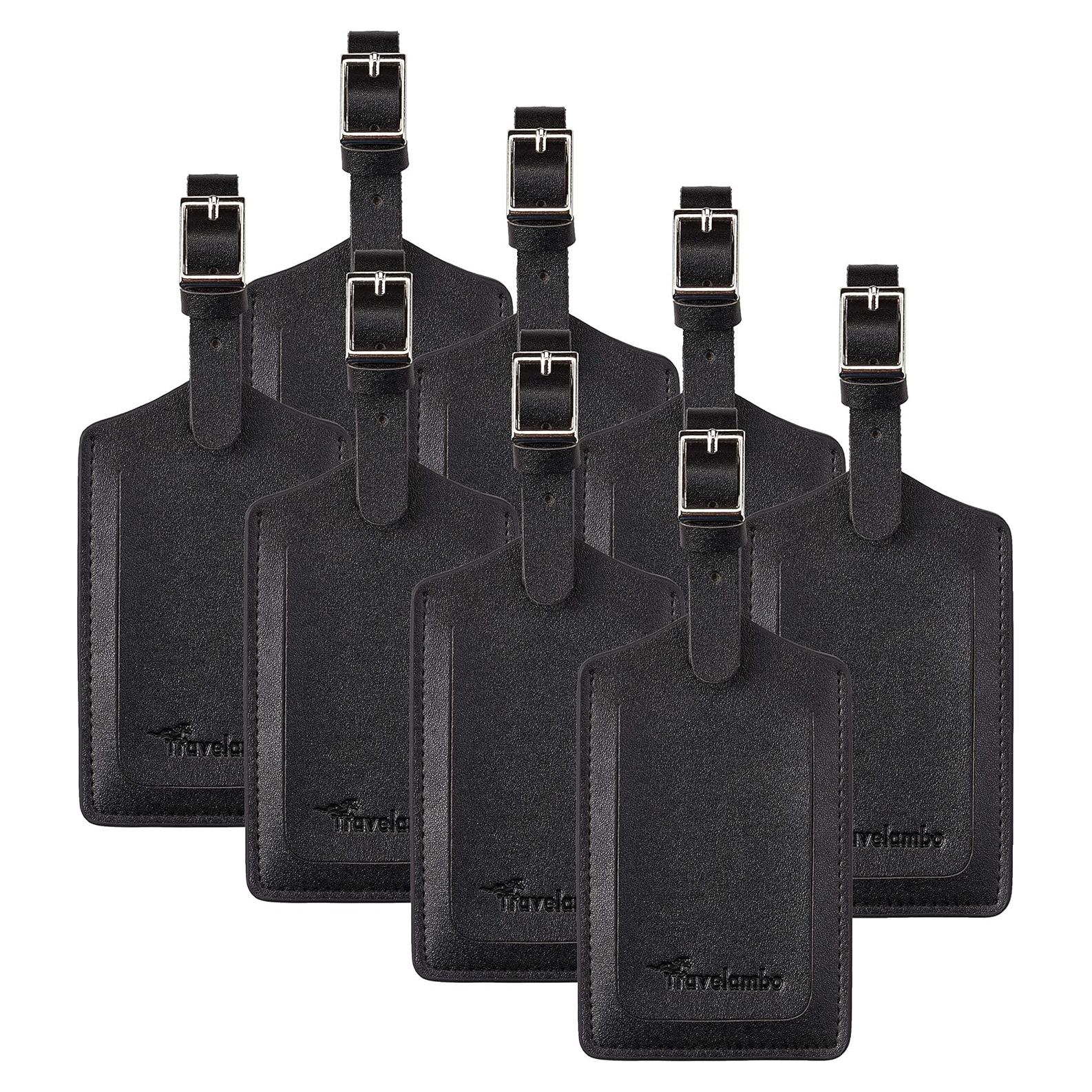 8 Etiquetas de Equipaje de Cuero Travelambo - Duraderas y Personalizables