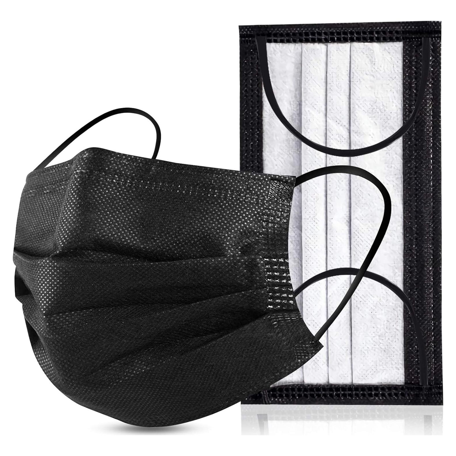 Mascarillas Desechables Negras Yjiaka 4 Capas 50 Pcs