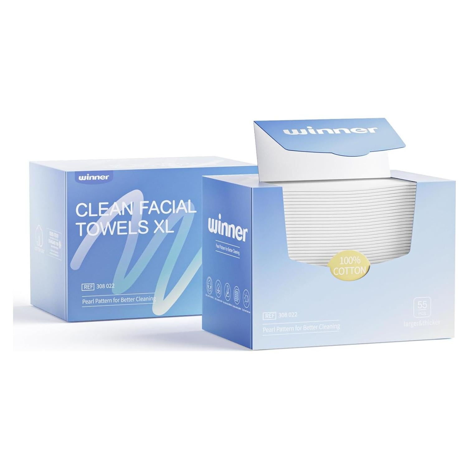 Toallas de cara Winner 100% algodón biodegradable 110 unidades
