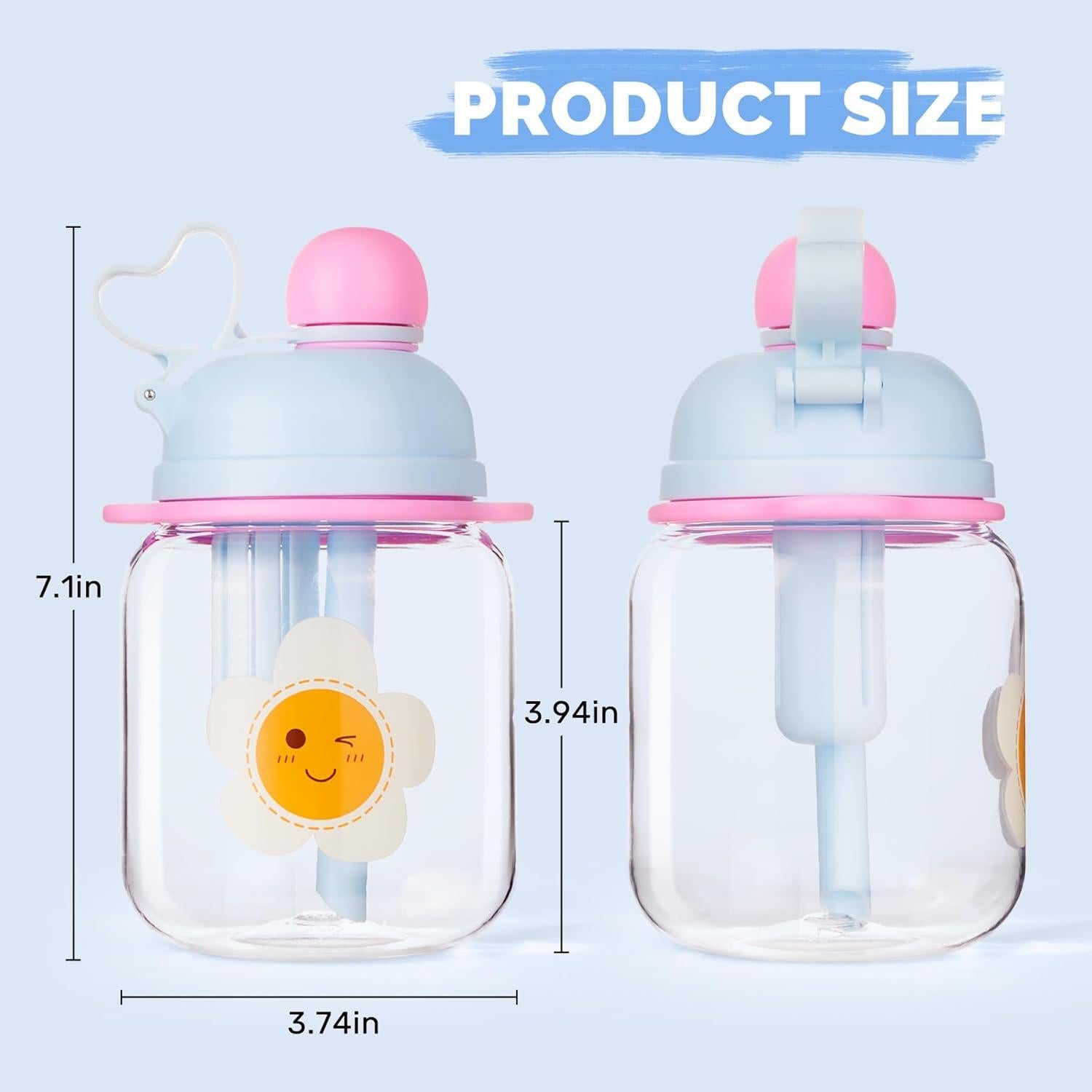 Botella de Agua para Niños 800ml Tritan Azul con Pajilla