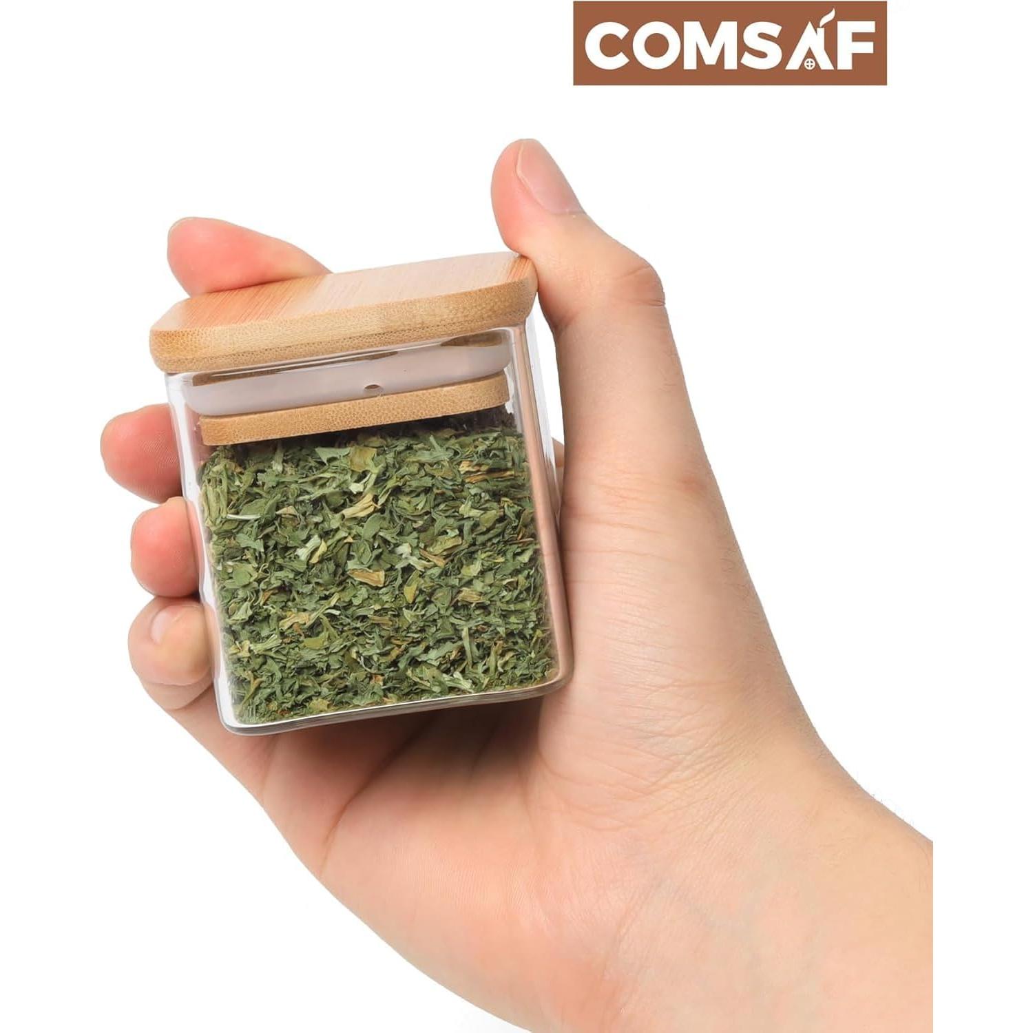 Frascos de Especias ComSaf 4 oz Cuadrados con Etiquetas - 6 Piezas