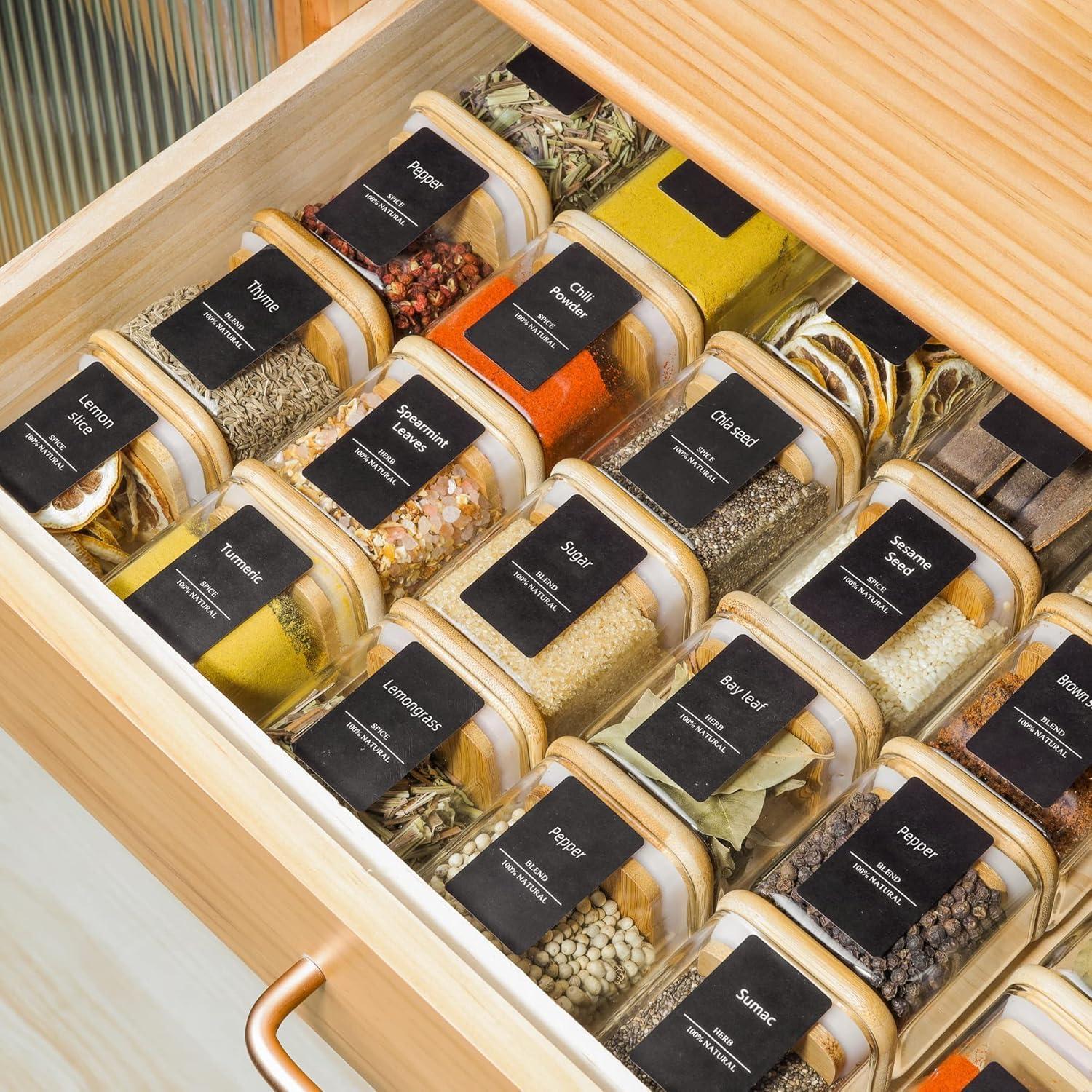 Frascos de Especias ComSaf 4 oz Cuadrados con Etiquetas - 6 Piezas