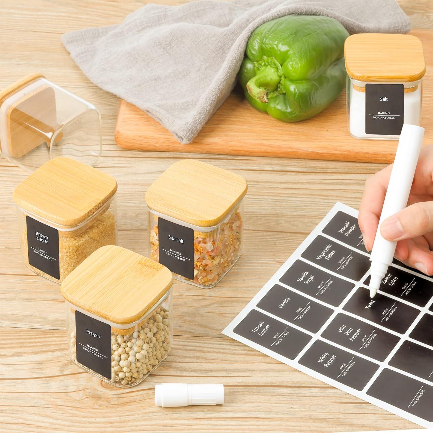 Frascos de Especias ComSaf 4 oz Cuadrados con Etiquetas - 6 Piezas