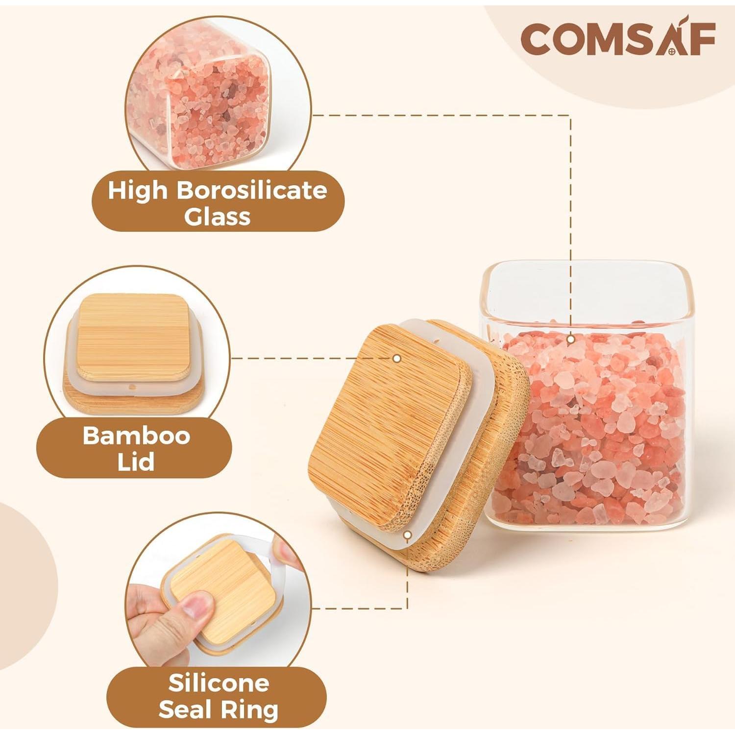 Frascos de Especias ComSaf 4 oz Cuadrados con Etiquetas - 6 Piezas