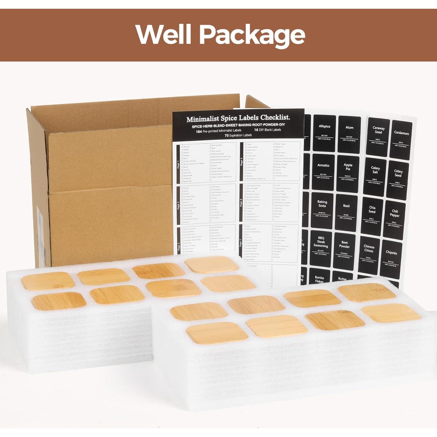 Frascos de Especias ComSaf 4 oz Cuadrados con Etiquetas - 6 Piezas