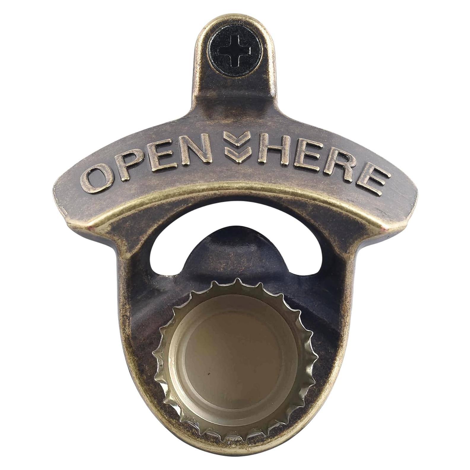 Abrebotellas de bronce antiguo HAIICEN montado en pared magnético