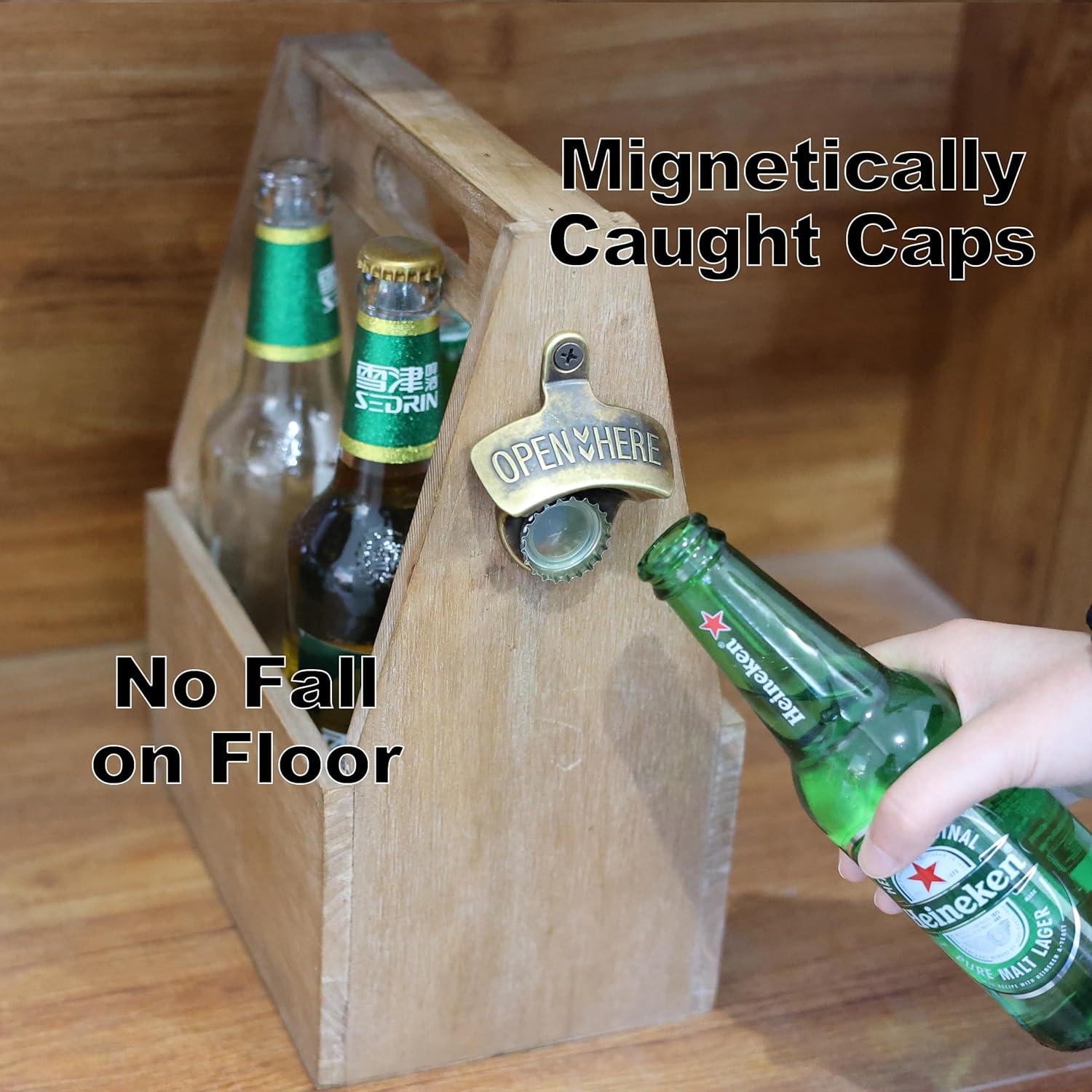 Abrebotellas de bronce antiguo HAIICEN montado en pared magnético