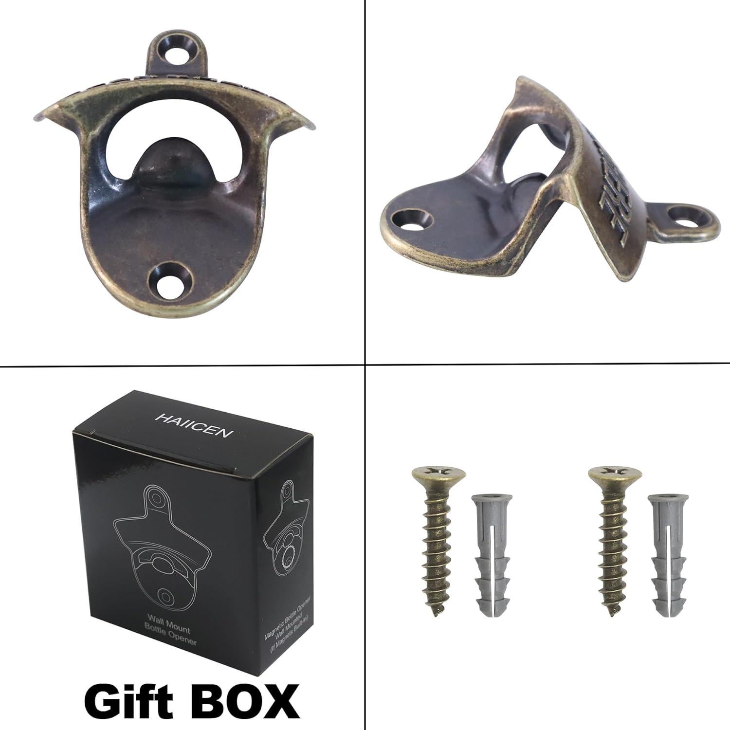 Abrebotellas de bronce antiguo HAIICEN montado en pared magnético