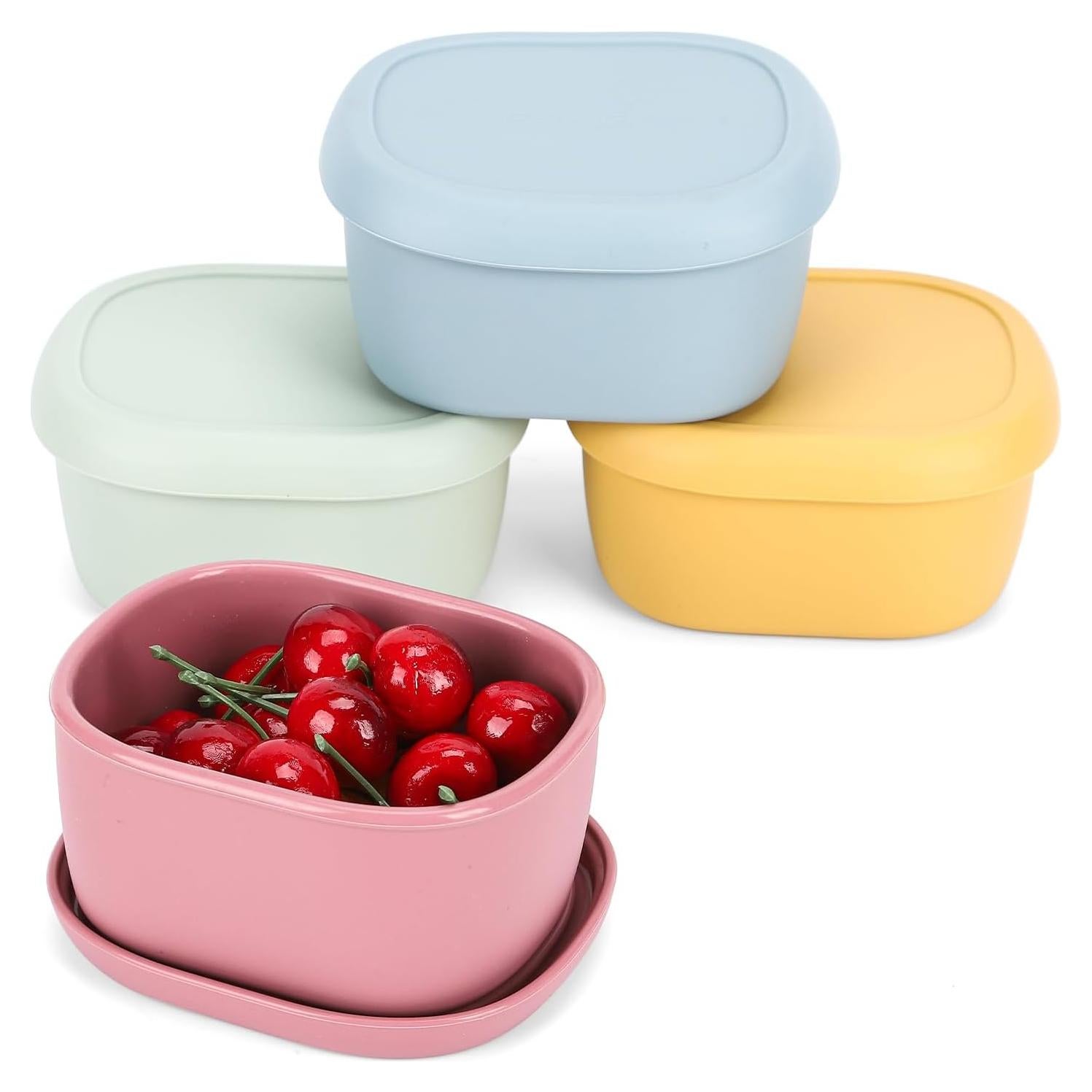 4 Contenedores de Silicona para Snacks AOEDEO 300ml Herméticos