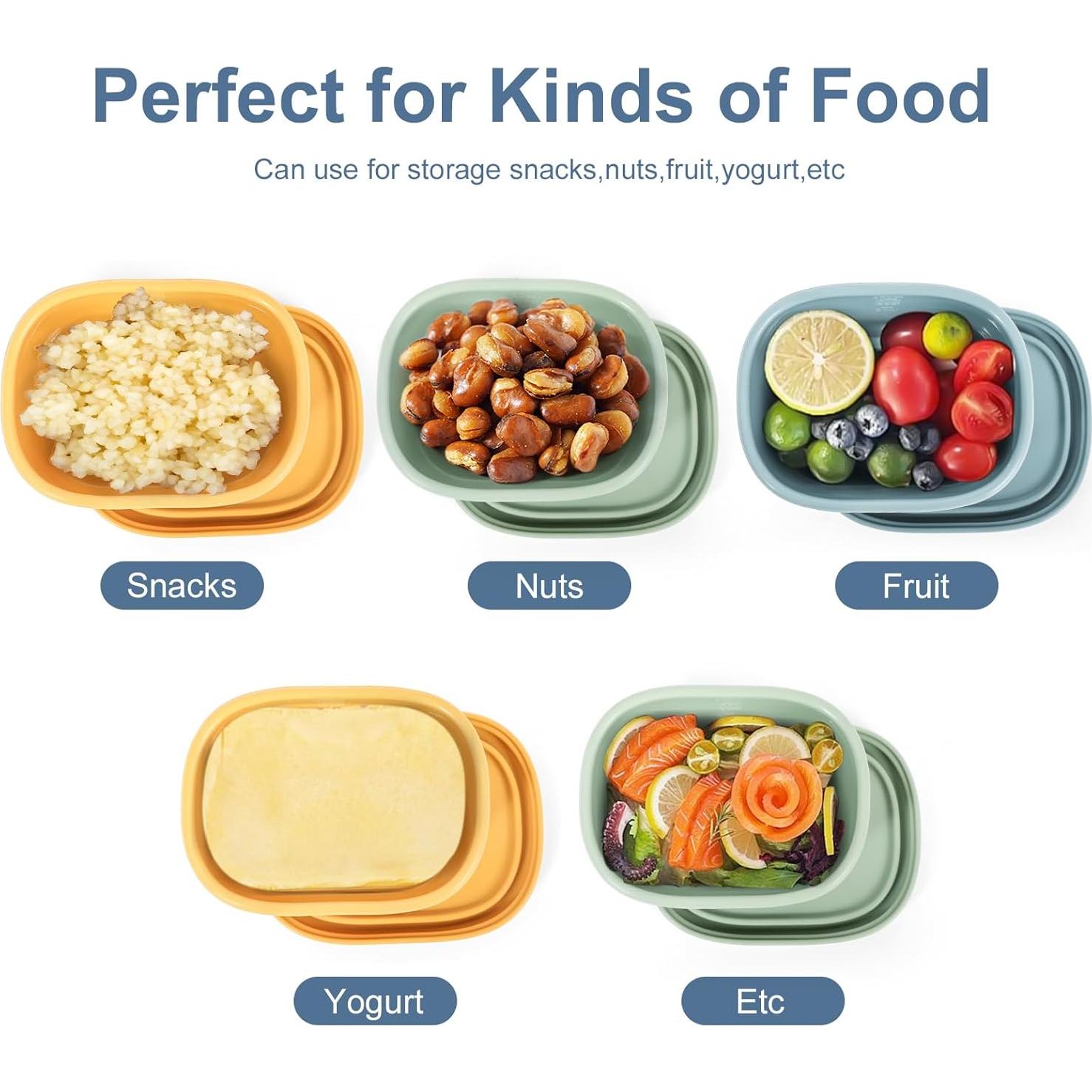 4 Contenedores de Silicona para Snacks AOEDEO 300ml Herméticos