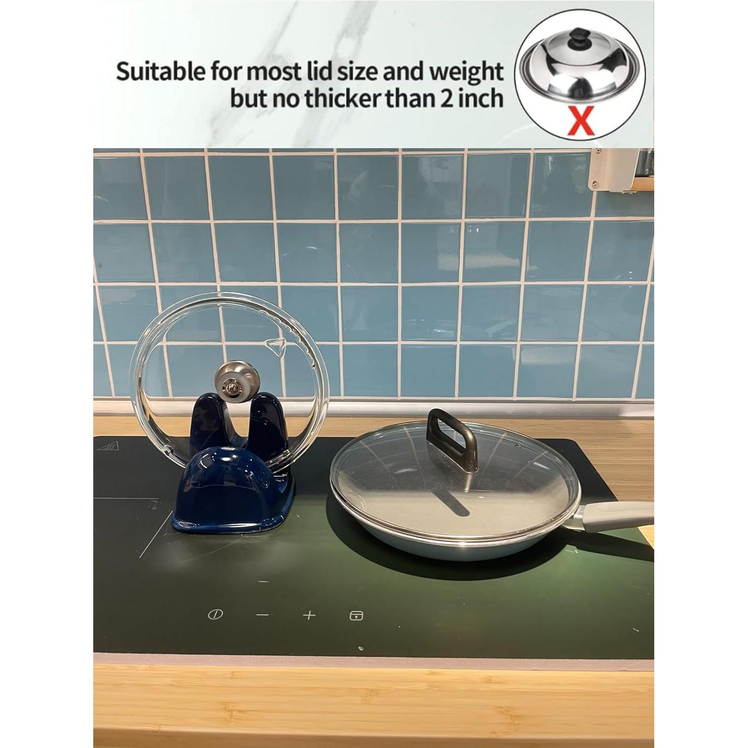 Soporte para tapa de olla Lurockie cerámica azul resistente al calor