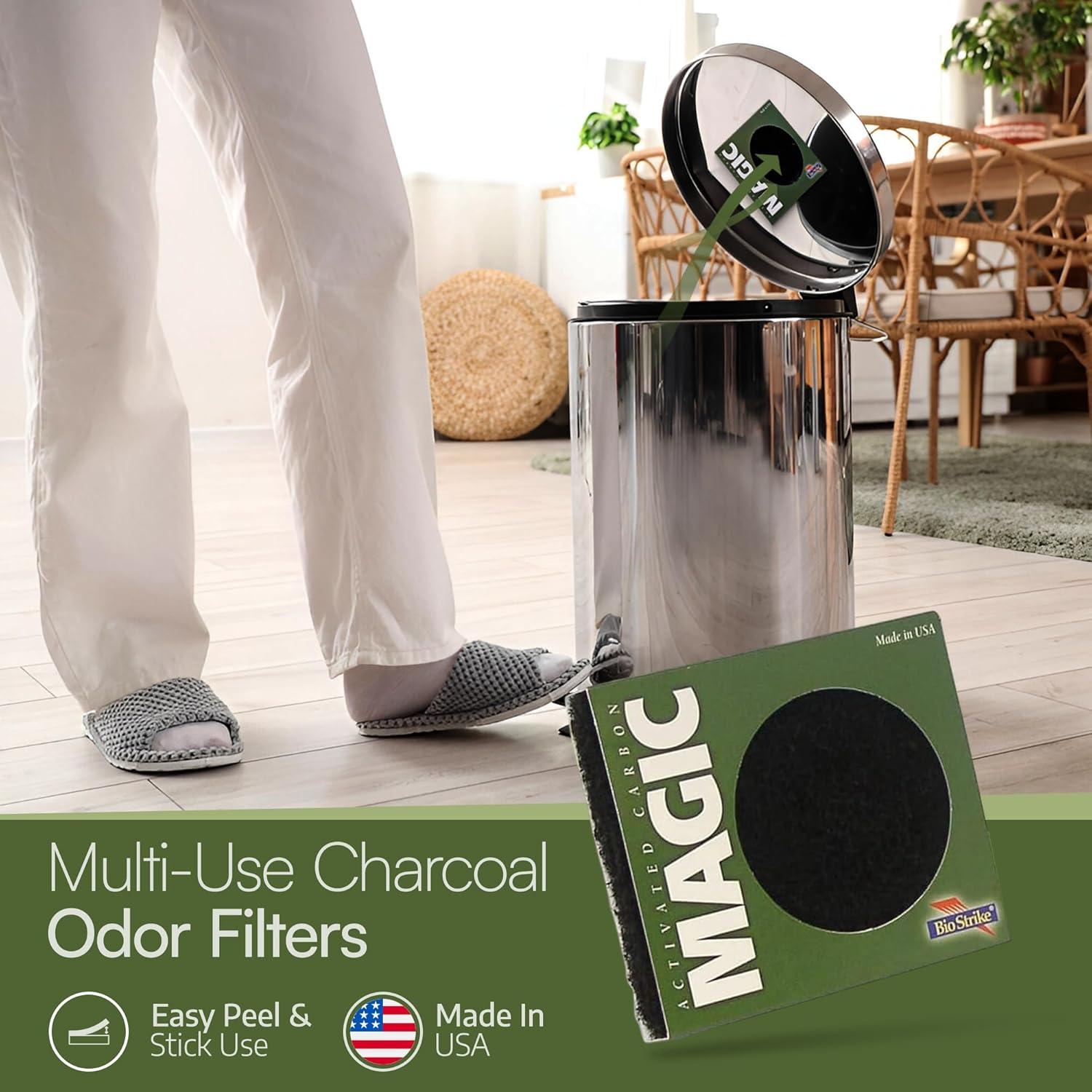 Trash Magic Activated Charcoal Trash Can Odor Eliminator - Peel & Stick Garbage Can Deodorizer - Air Freshener for Fridge, Compost, Drawers & Diaper Pails - Lasts 4 Months - Made in USA (1 Pack)