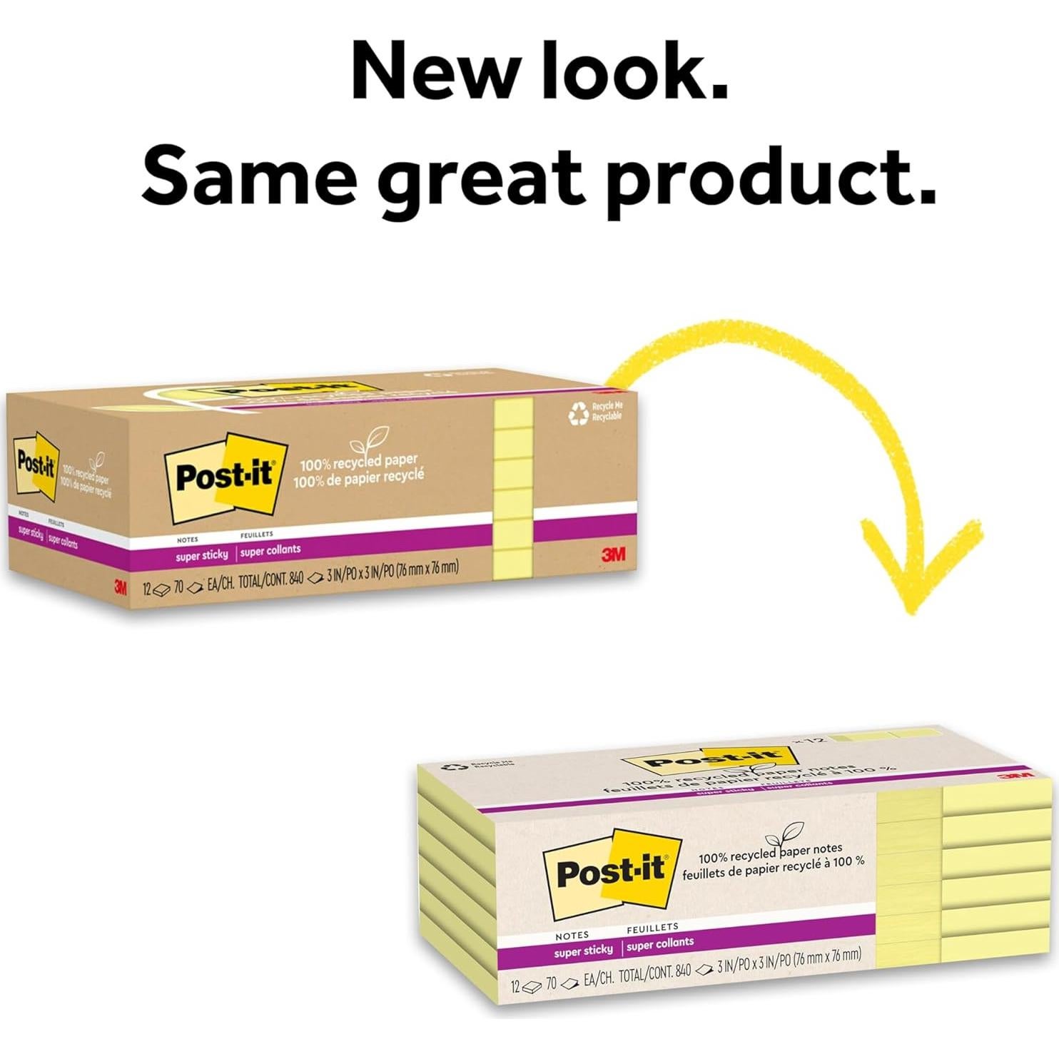 Notas Adhesivas Post-it Super Sticky 3x3" Amarillo 12 Blocs