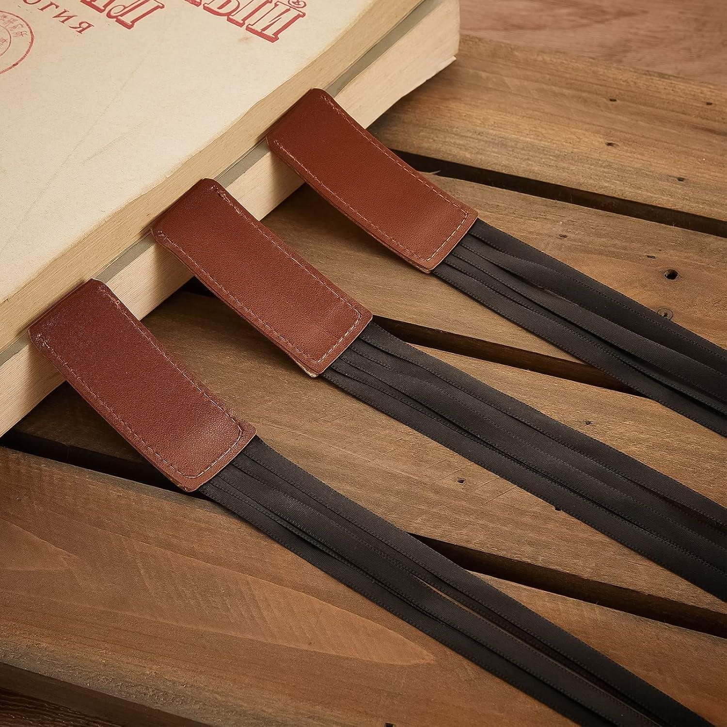 Marcadores de Páginas de Cinta Outus 3 Piezas Cuero Negro