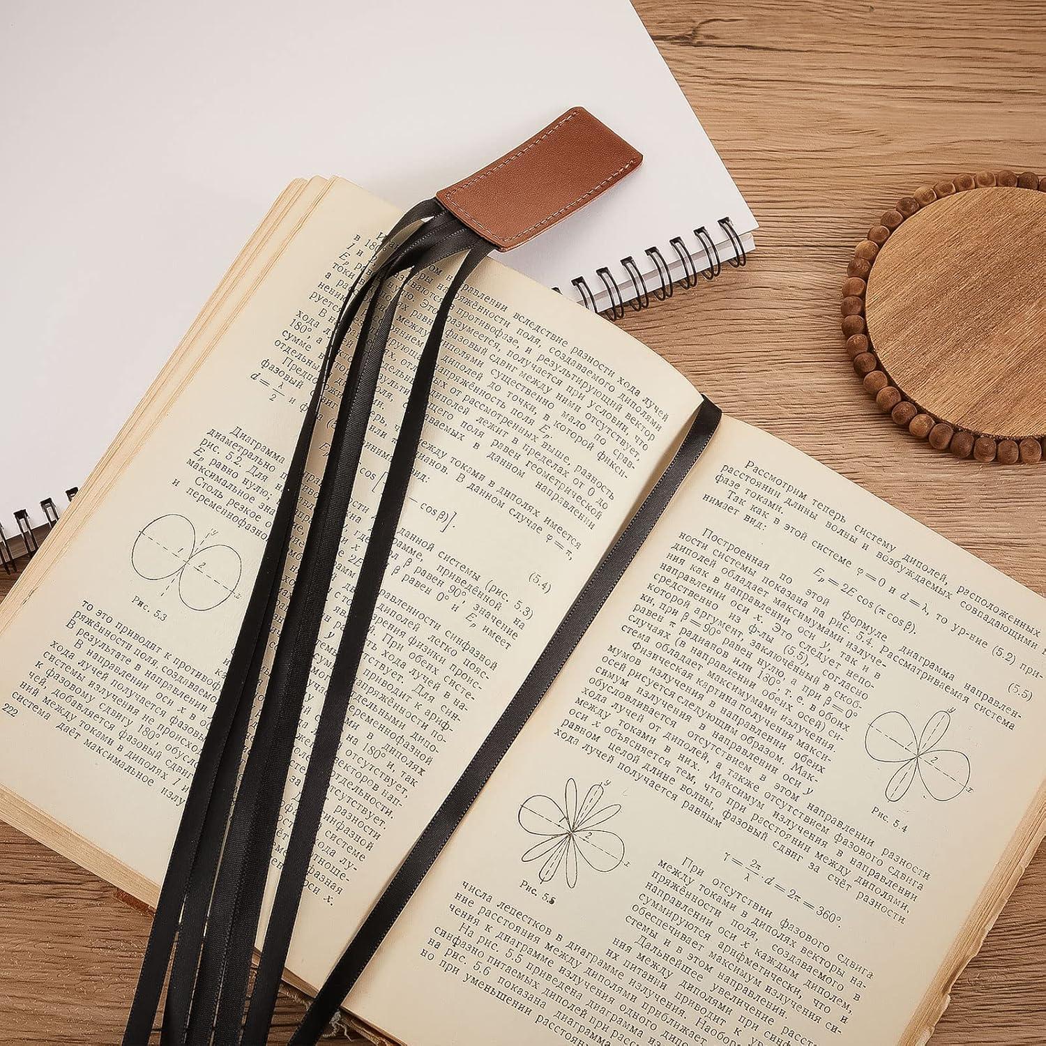 Marcadores de Páginas de Cinta Outus 3 Piezas Cuero Negro