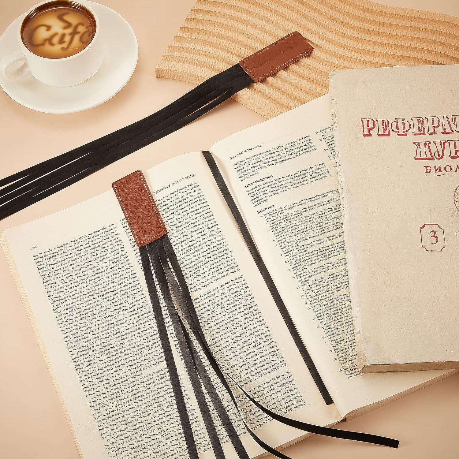 Marcadores de Páginas de Cinta Outus 3 Piezas Cuero Negro