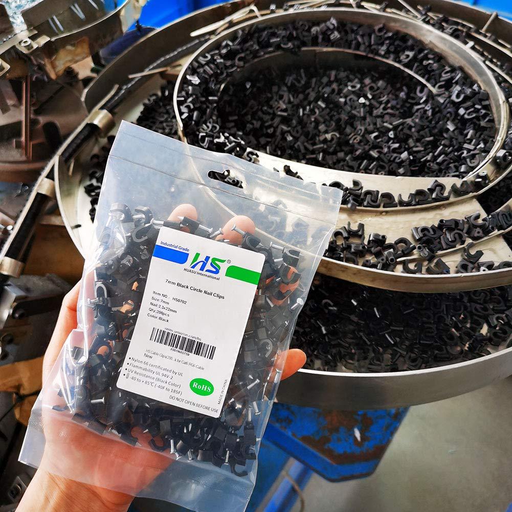 Clips de Cable Ethernet Cat6 HS 7mm Negros - Paquete 200 Unidades