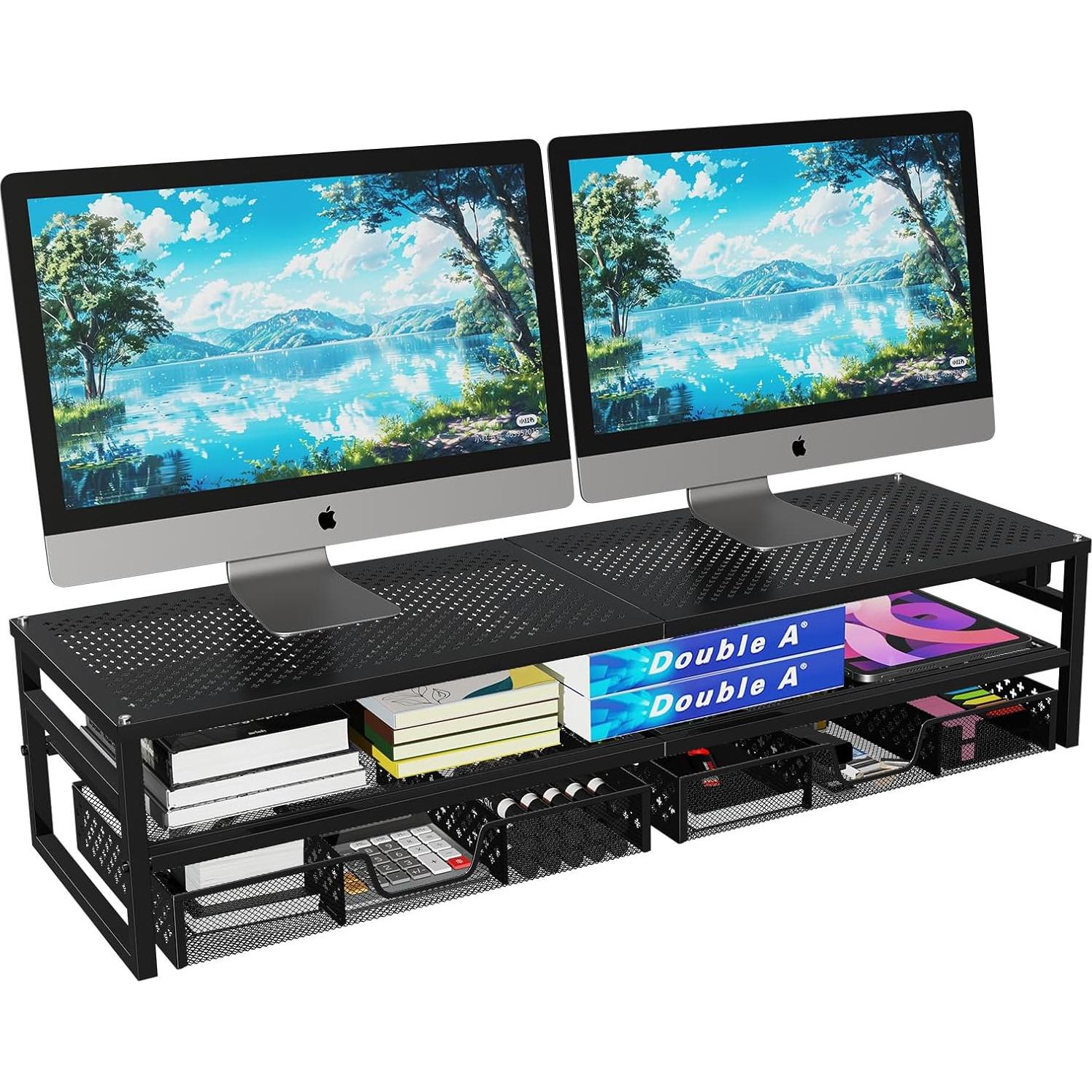 Soporte de Monitor de Metal Simple Trending con USB 2.0 Negro