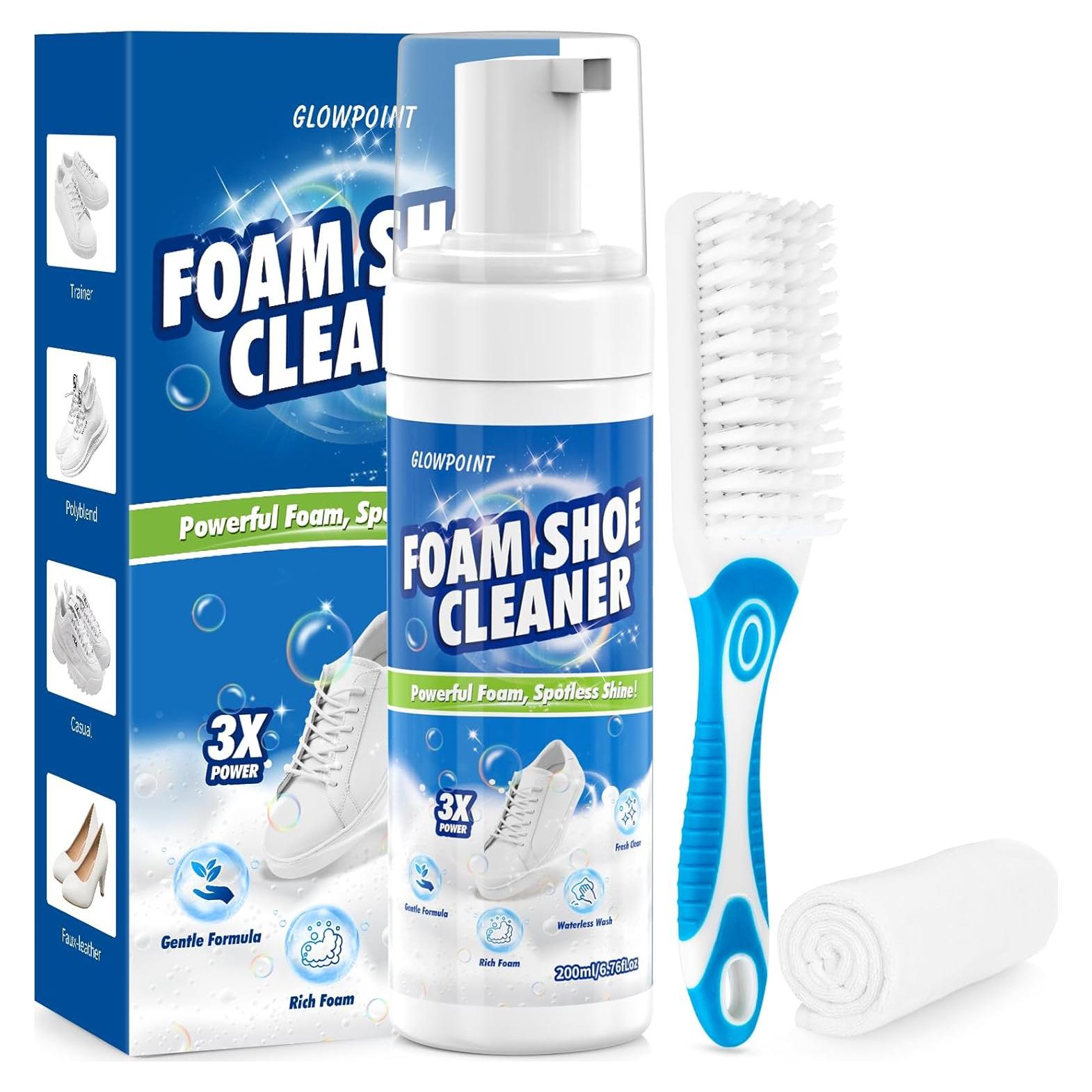 Kit de Limpieza de Zapatos Blancos GLOWPOINT 200 ml con Cepillo