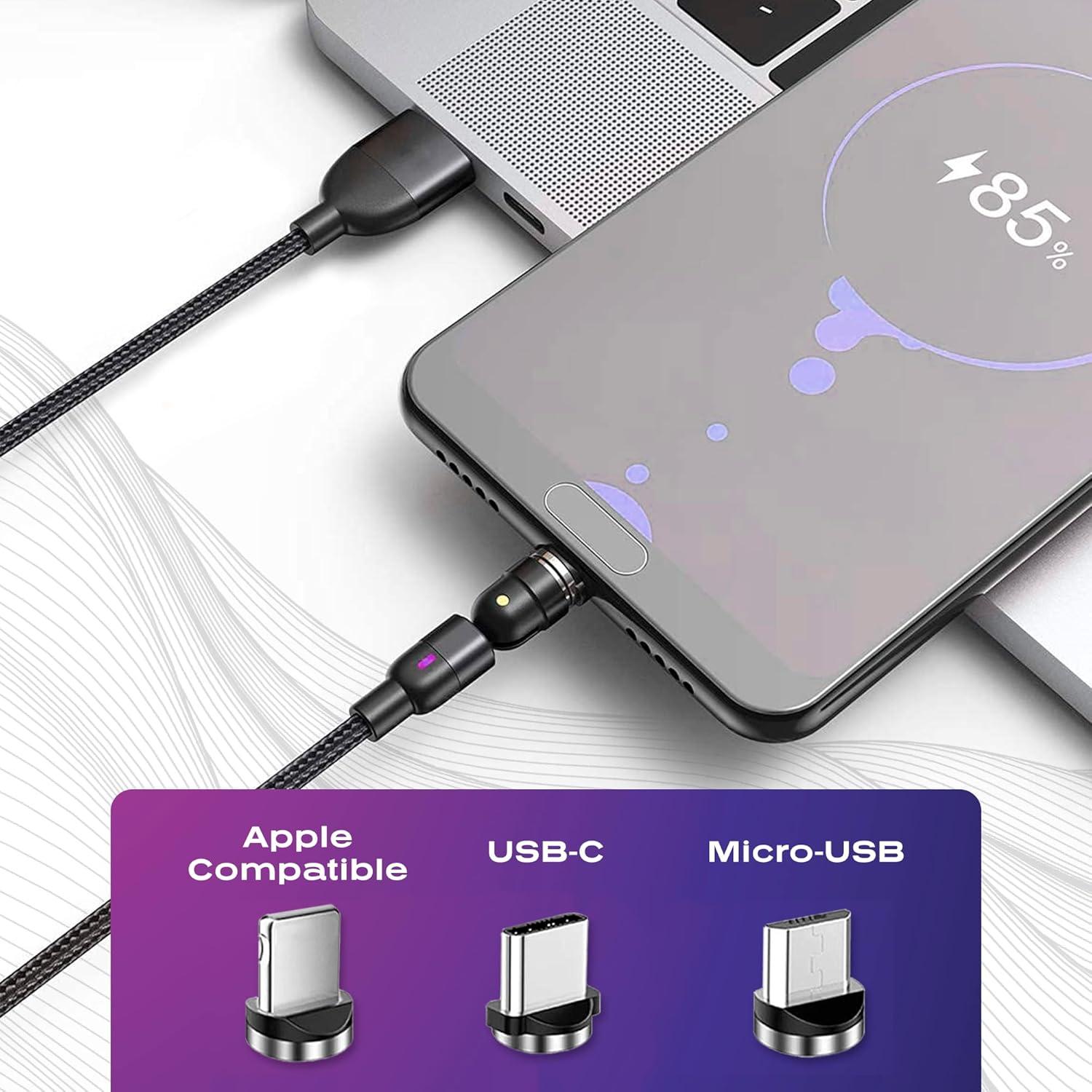 Cable de carga magnético Statik 360 - USB C, Micro USB, 1M