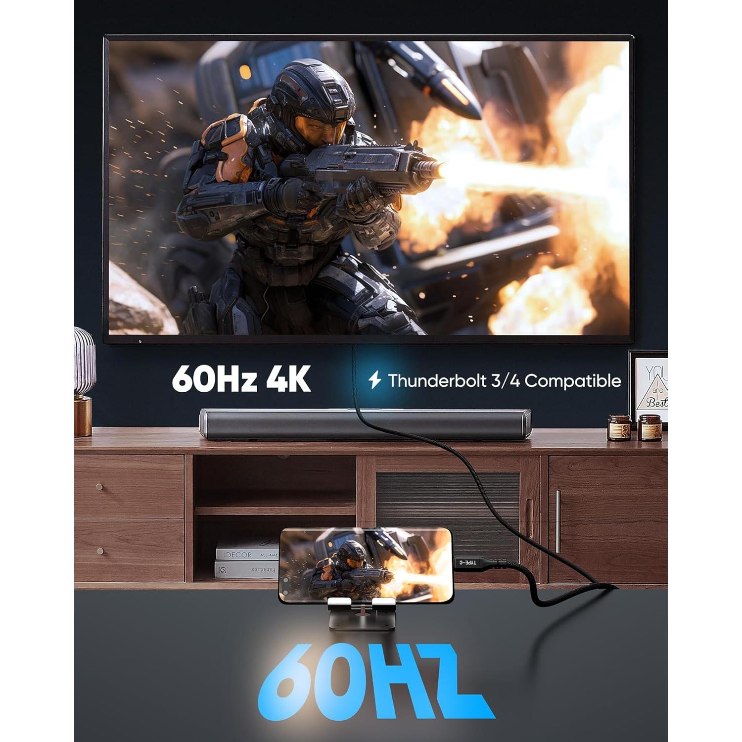 Cable USB C a HDMI 4K@60Hz Highwings 1.8m Negro