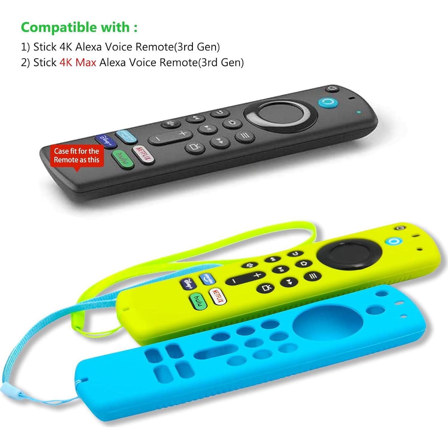 Funda de Control Remoto Pinowu para Firestick 4K 3ra Gen - Silicona Antideslizante Verde y Turquesa