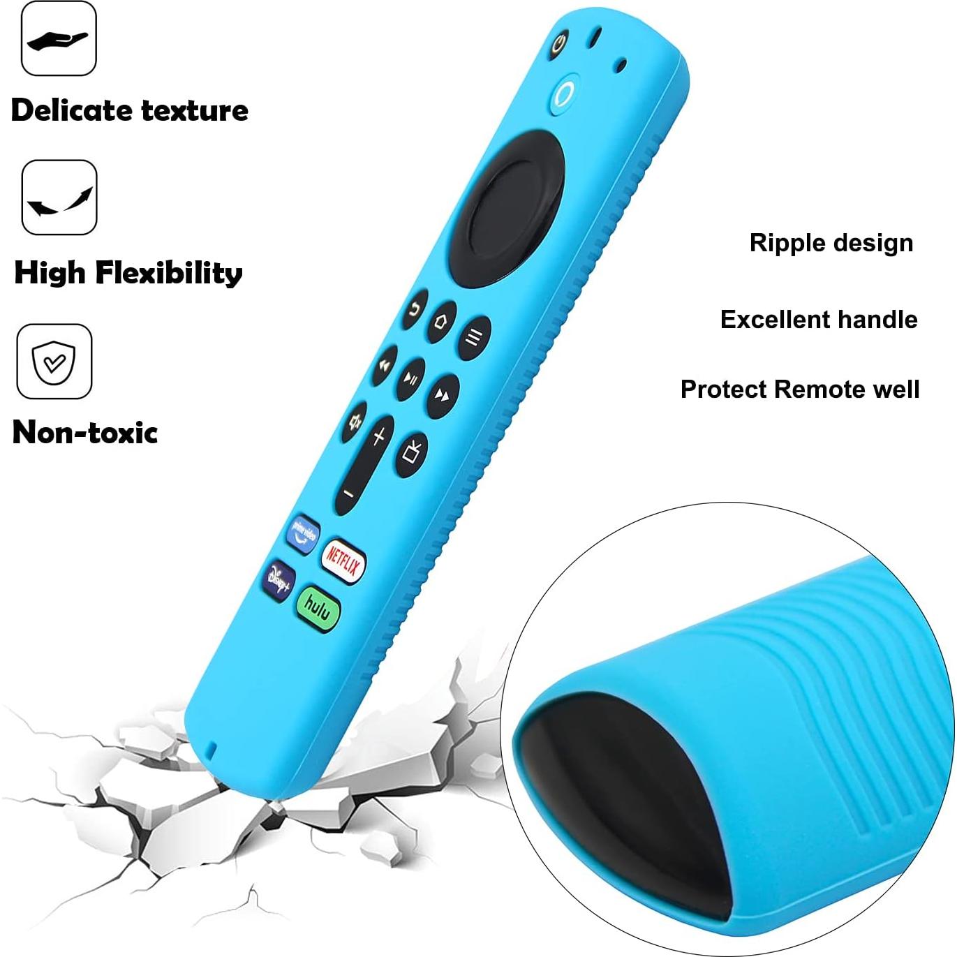 Funda de Control Remoto Pinowu para Firestick 4K 3ra Gen - Silicona Antideslizante Verde y Turquesa