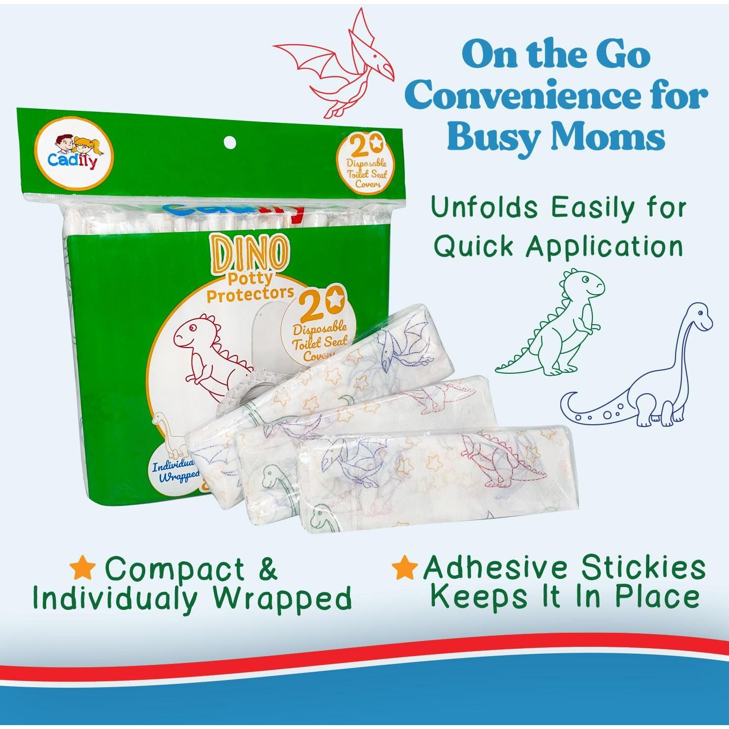 Cubiertas de Asiento de Inodoro Desechables Cadily Dino 20 Pzas