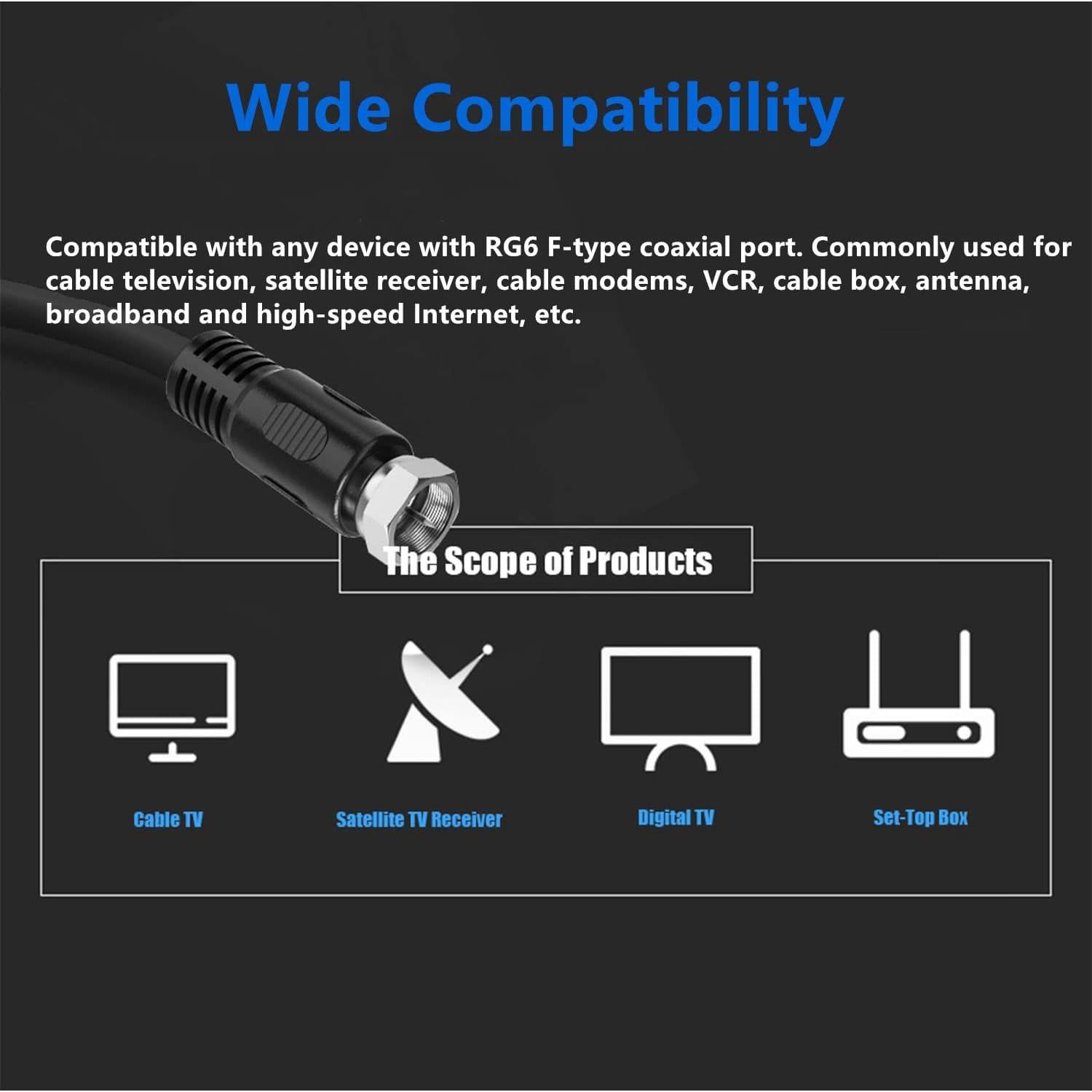 Cable Coaxial RG6 30.48 cm Ullnosoo con Acoplador F Hembra