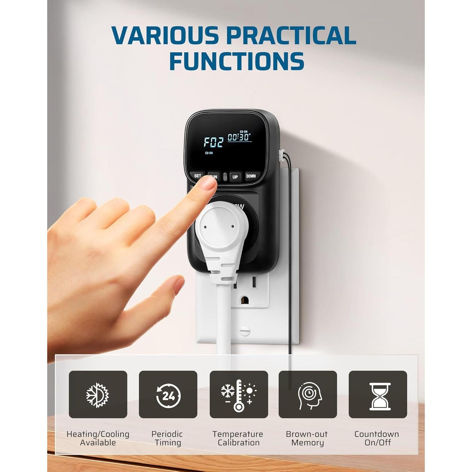 Termostato Digital DEWENWILS 15A para Calefacción y Refrigeración