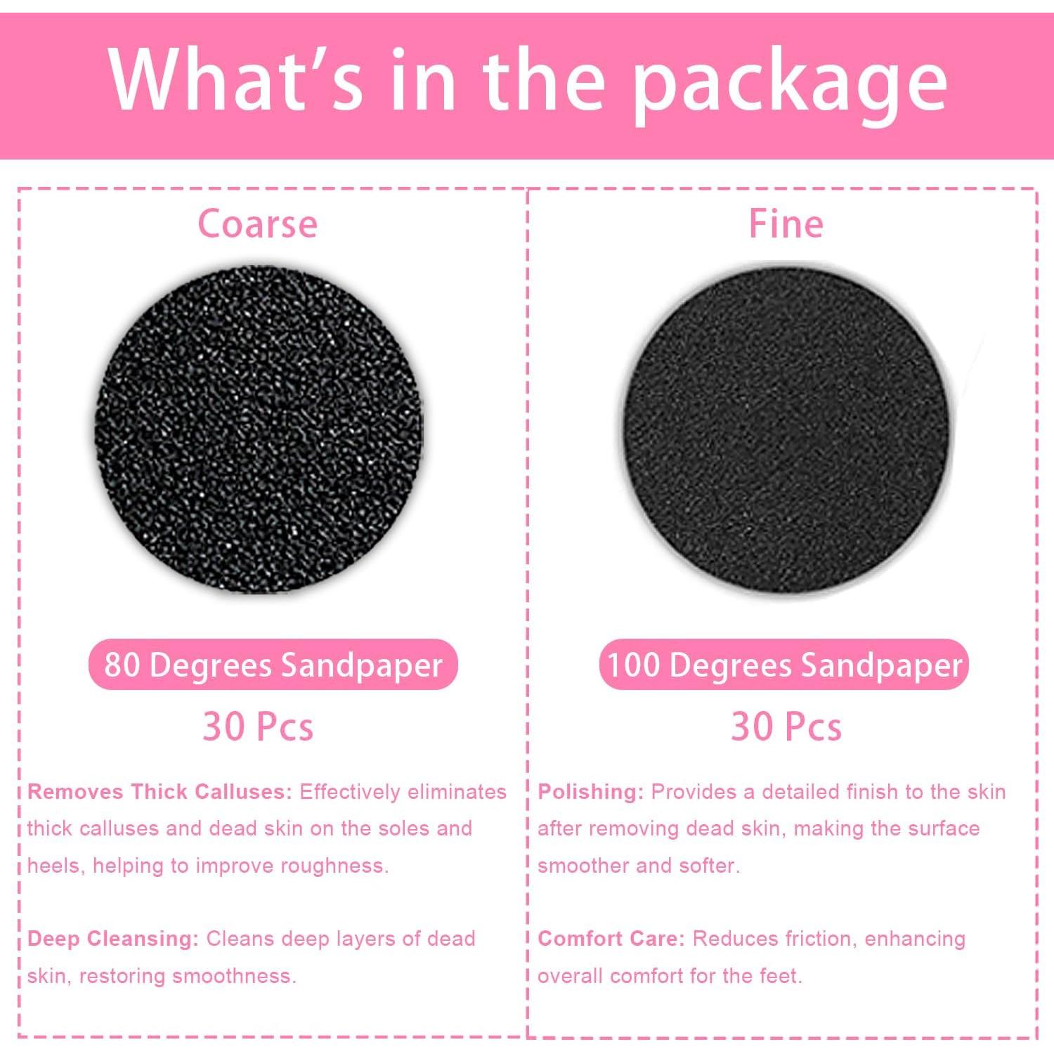 Juego de 60 Discos de Lija para Removedor de Callos HayZBao - 30 Grano Fino y 30 Grano Grueso