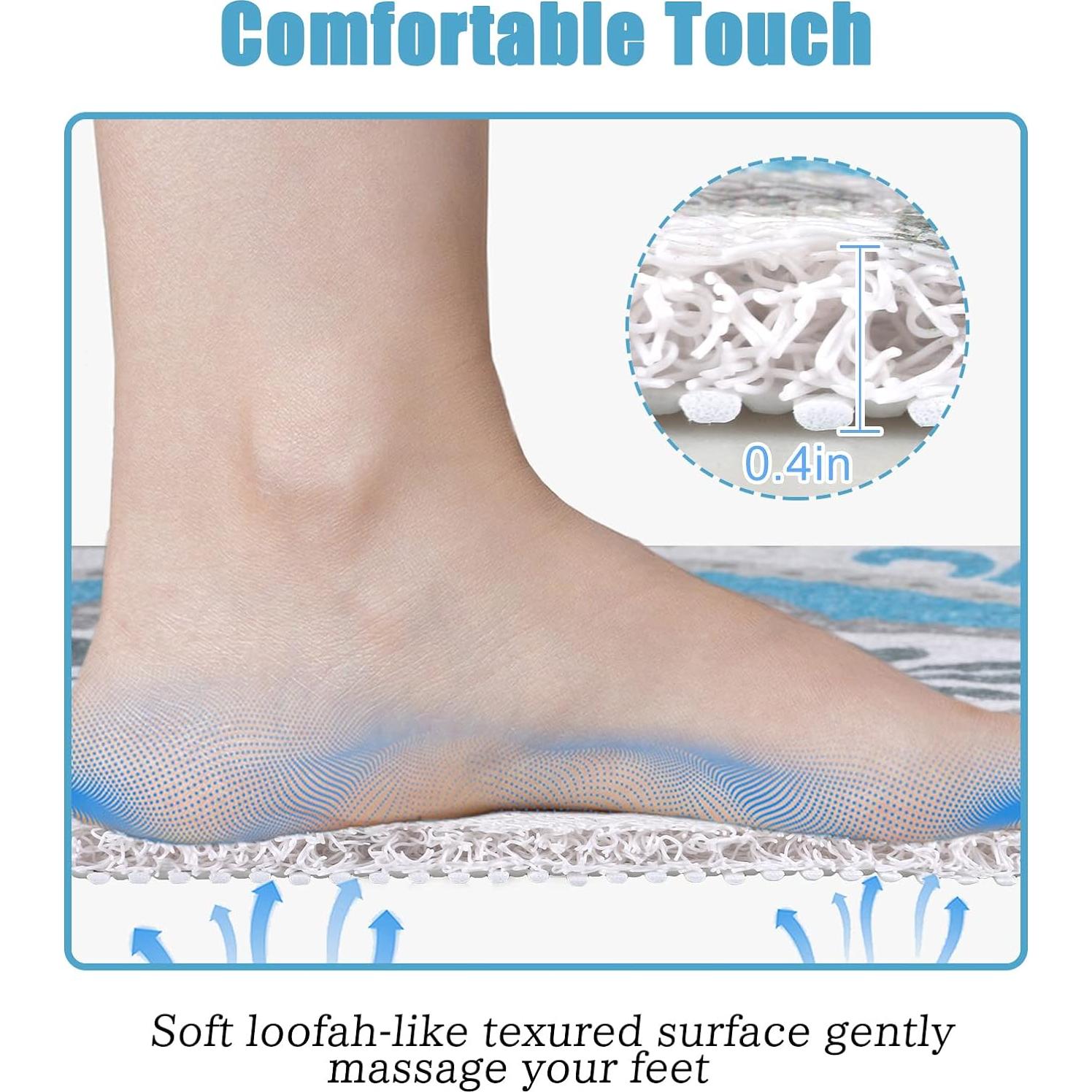 Alfombra de Ducha Antideslizante EIVINJE 61x61 cm Azul