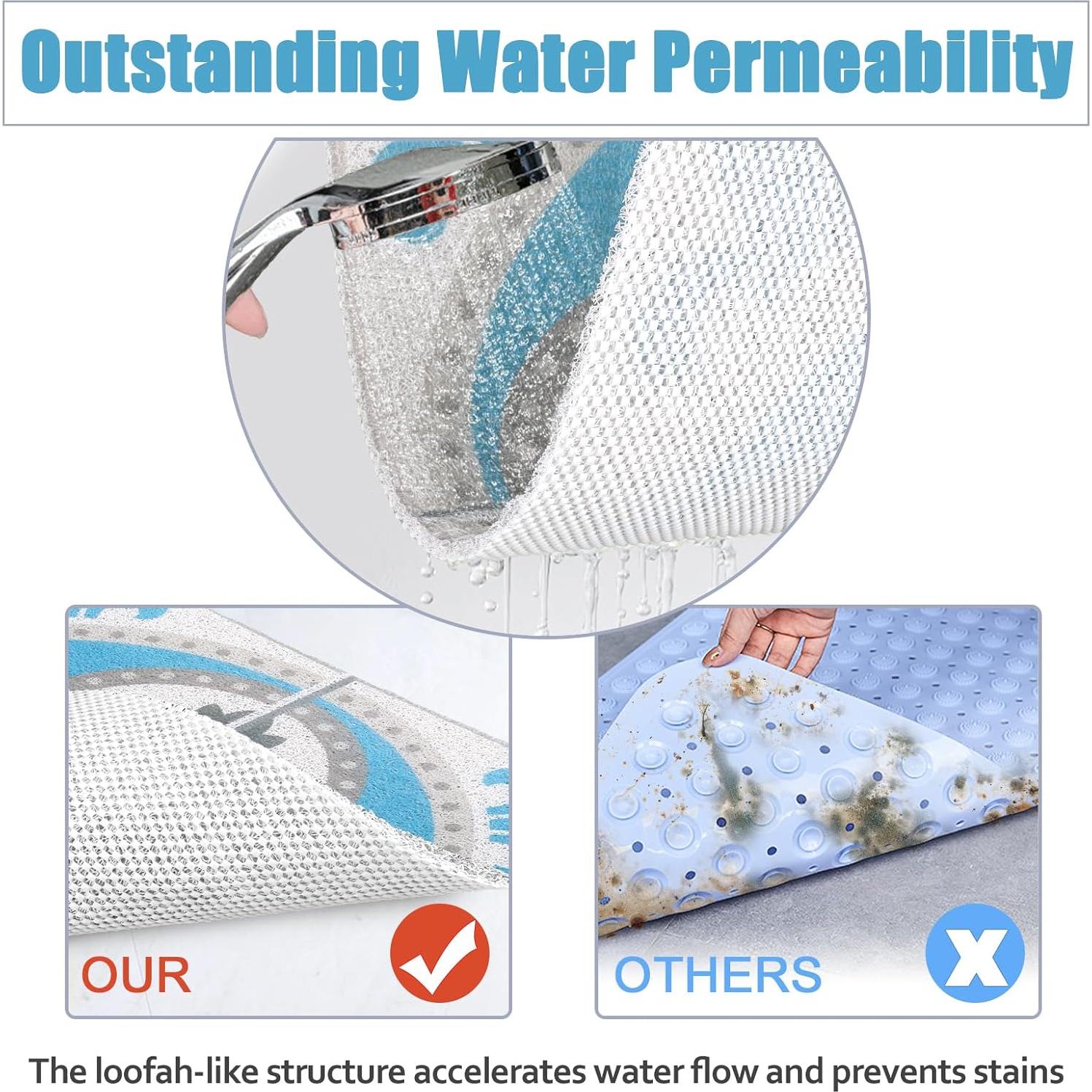 Alfombra de Ducha Antideslizante EIVINJE 61x61 cm Azul