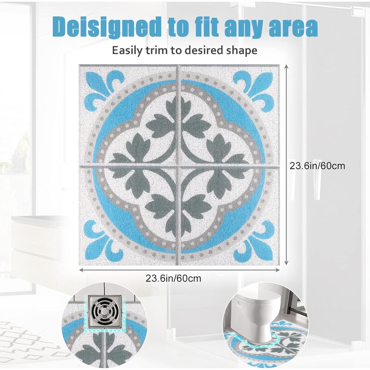 Alfombra de Ducha Antideslizante EIVINJE 61x61 cm Azul