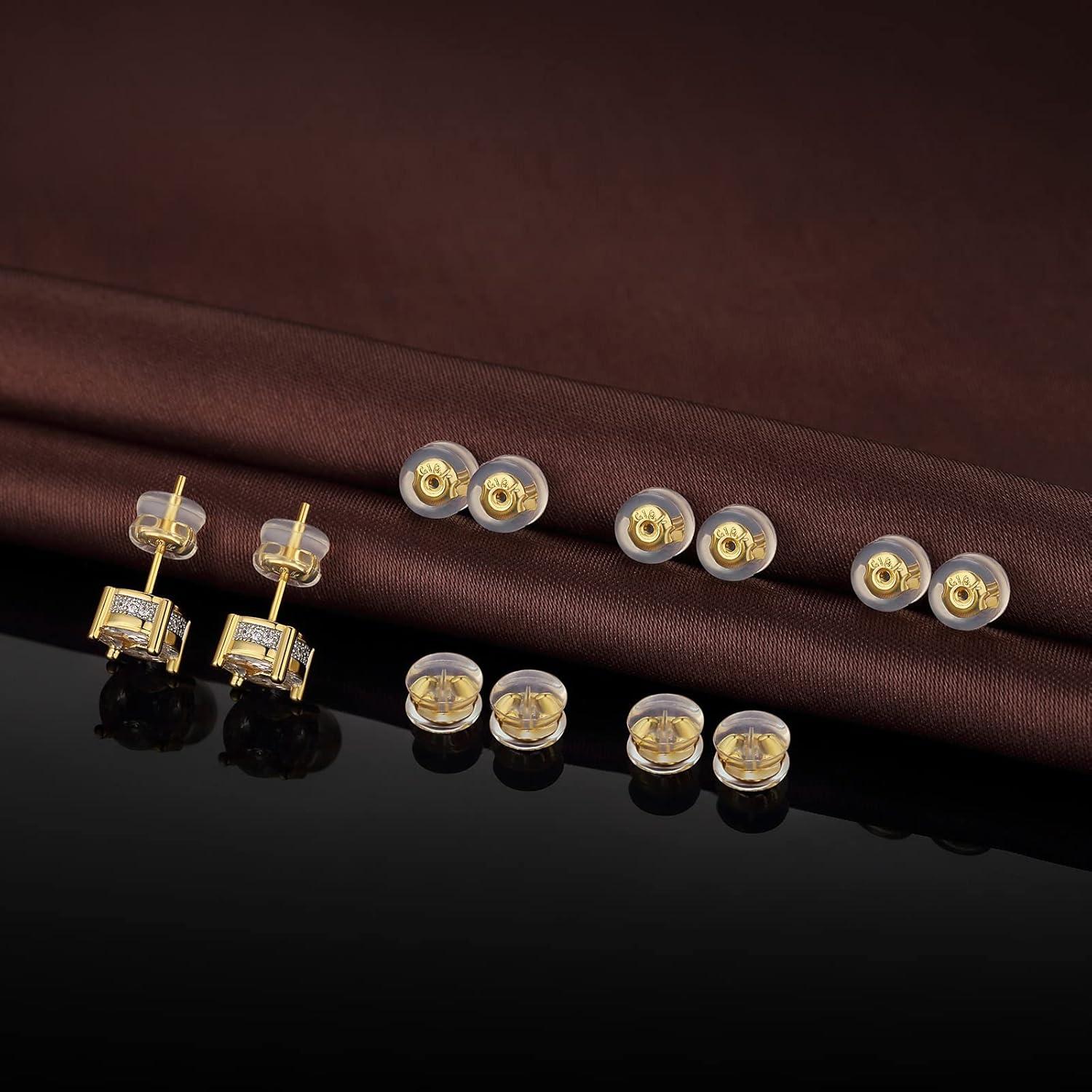 Respaldos de Aretes DELECOE 12 Piezas Silicona Oro 18K